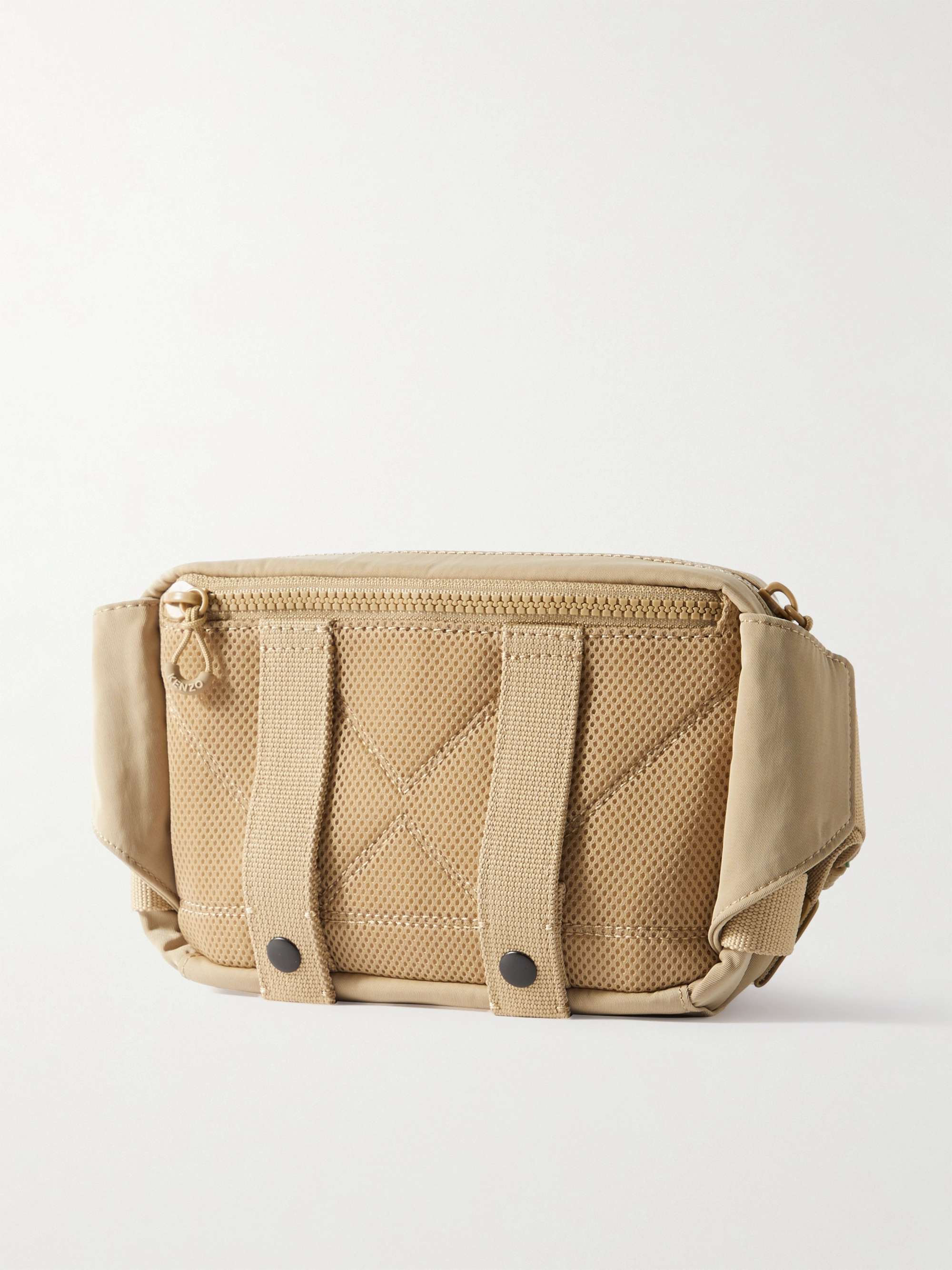 KENZO Jungle Logo-Appliquéd Webbing-Trimmed Tech-Twill Messenger Bag