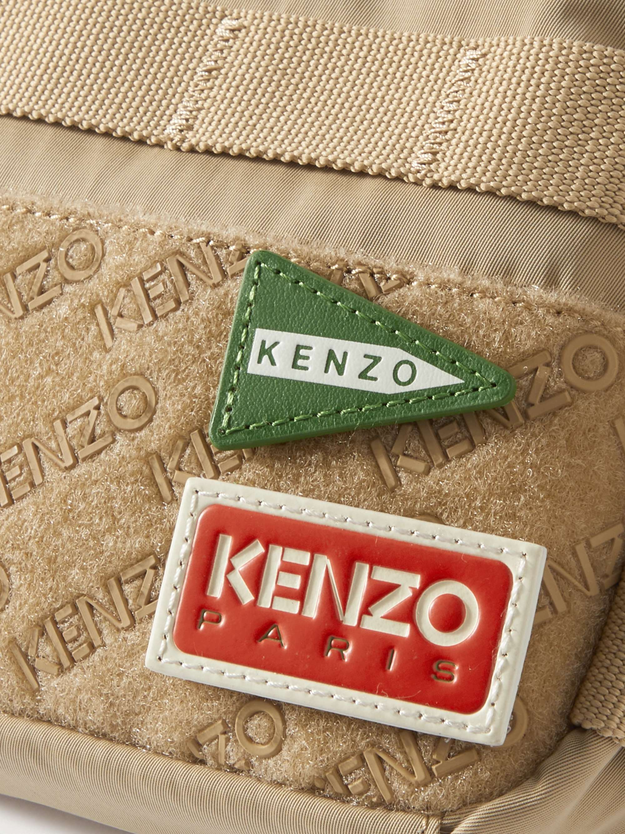 KENZO Jungle Logo-Appliquéd Webbing-Trimmed Tech-Twill Messenger Bag