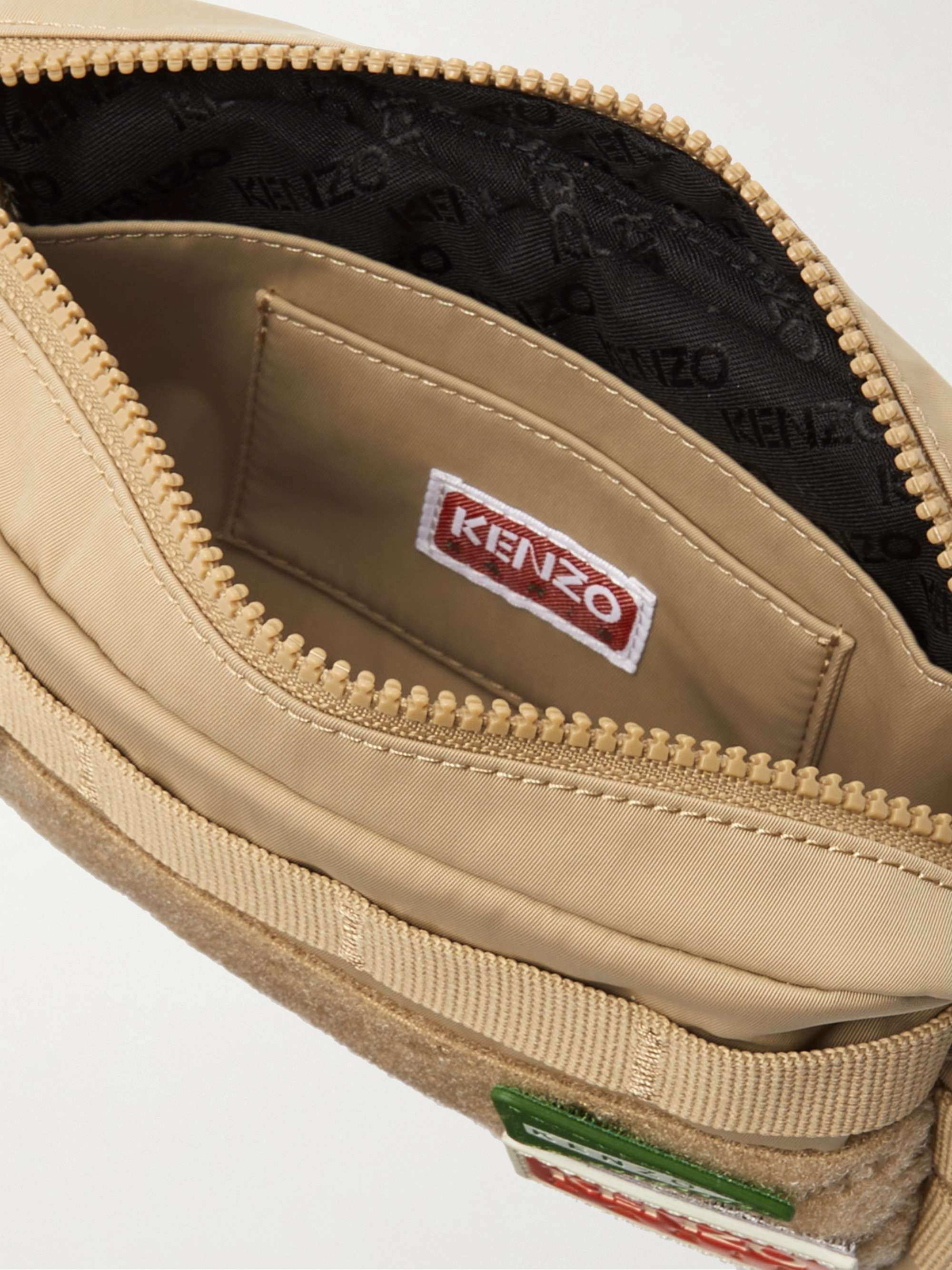 KENZO Jungle Logo-Appliquéd Webbing-Trimmed Tech-Twill Messenger Bag