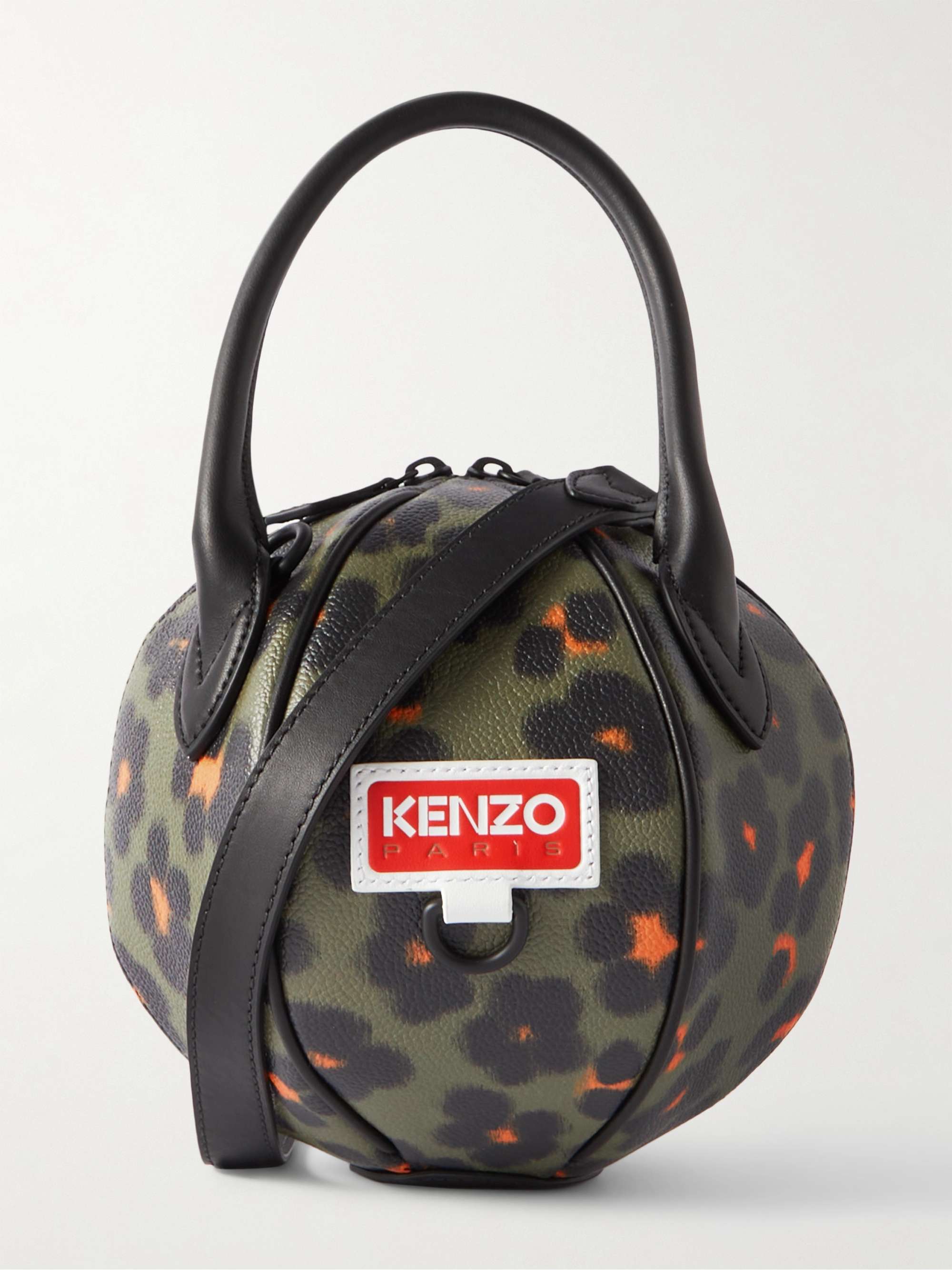 KENZO Discover Floral-Print Faux Leather Messenger Bag for Men