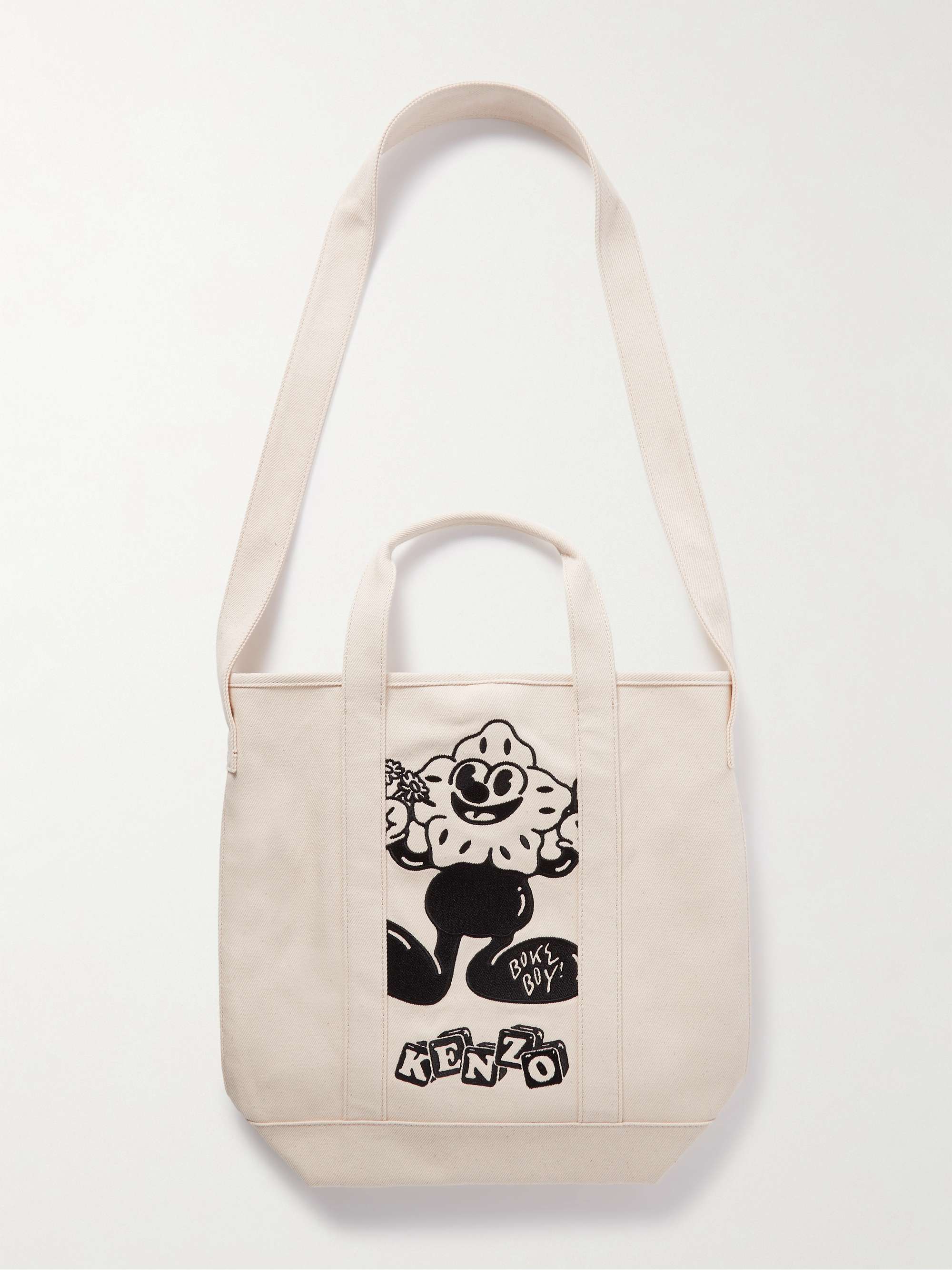 KENZO Boke Boy Logo-Embroidered Cotton-Twill Tote Bag for Men | MR