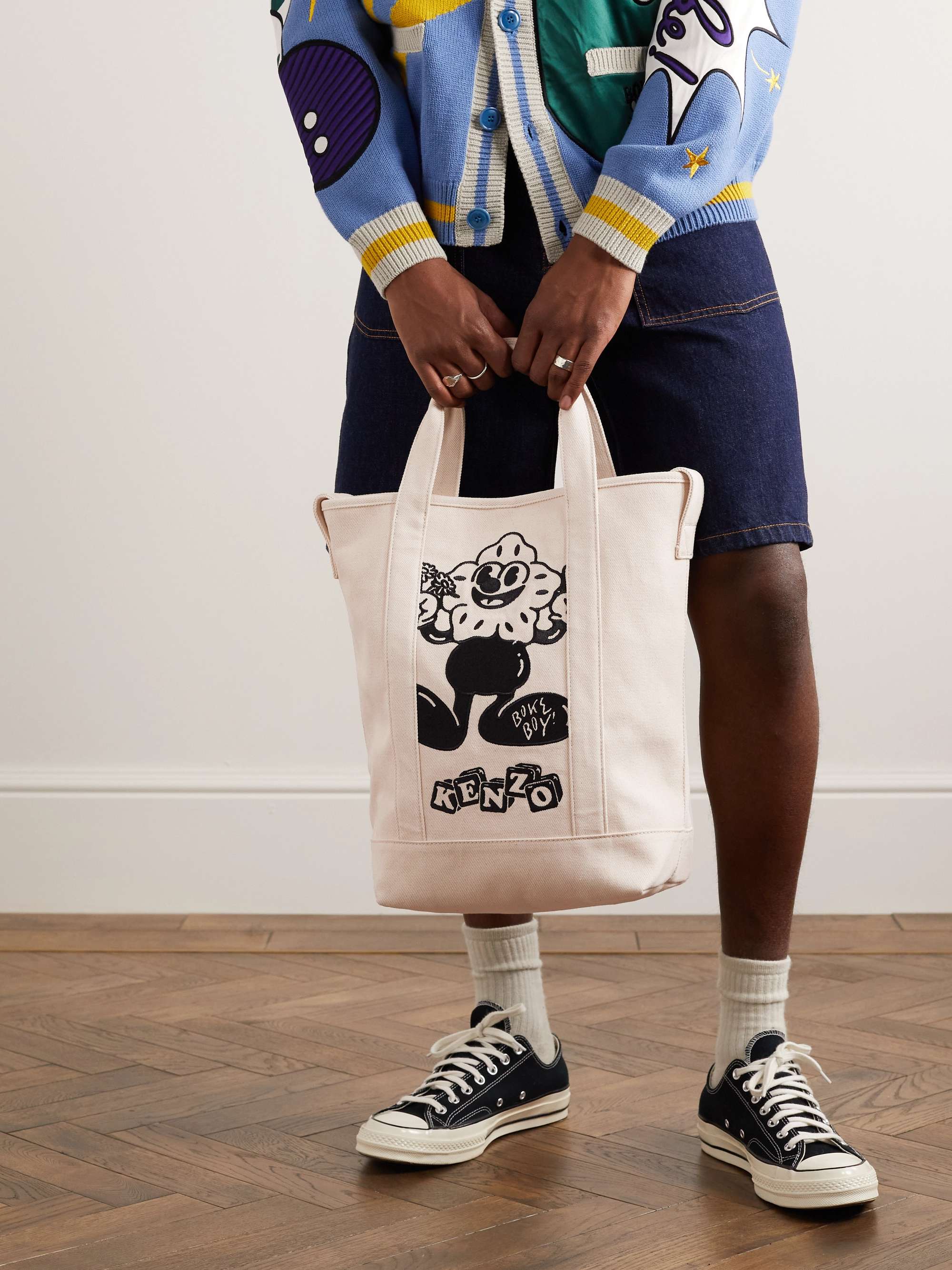 KENZO Cotton Shoulder Bags in White for Men