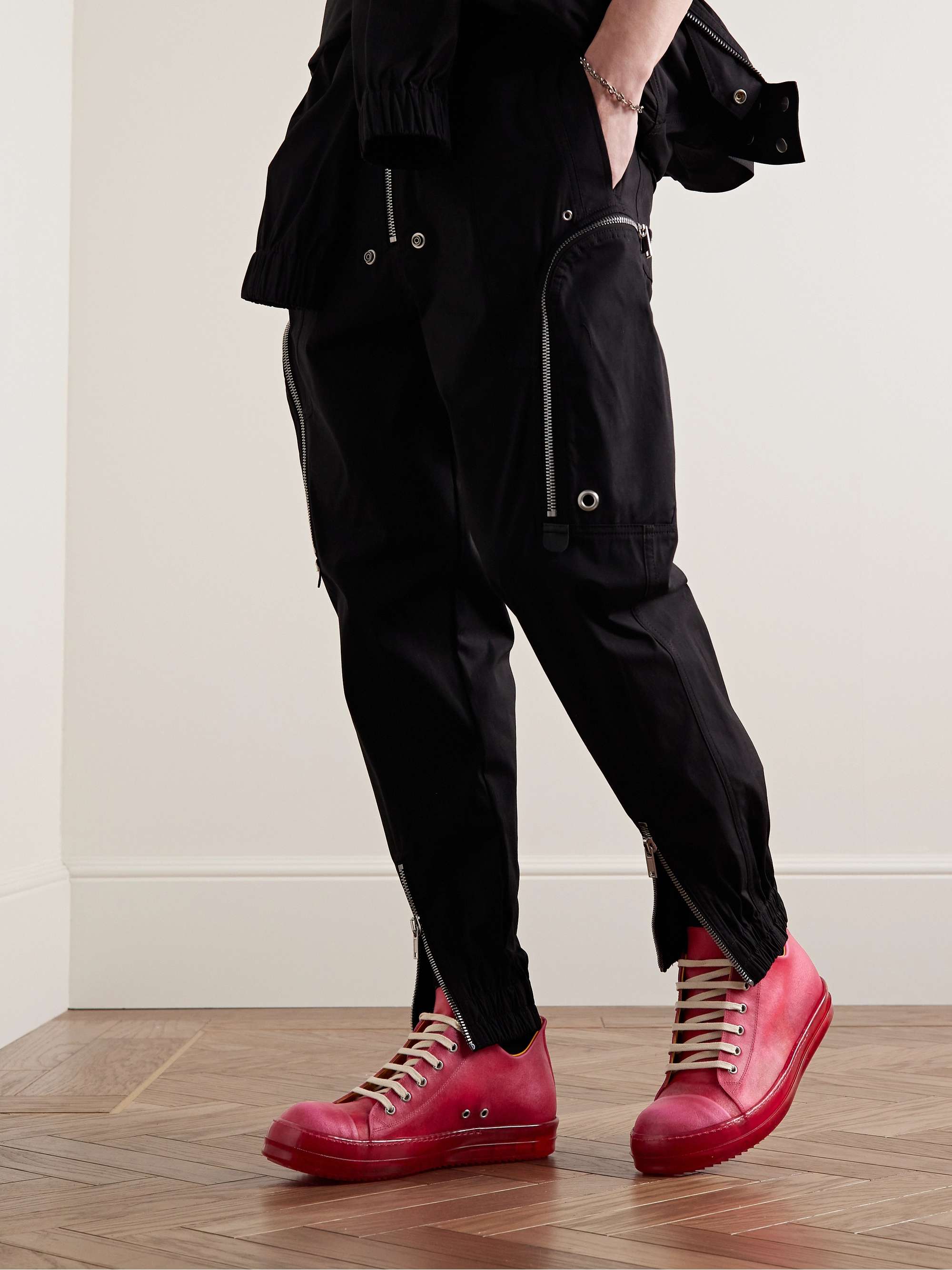 RICK OWENS Leather-Trimmed Rubber Sneakers