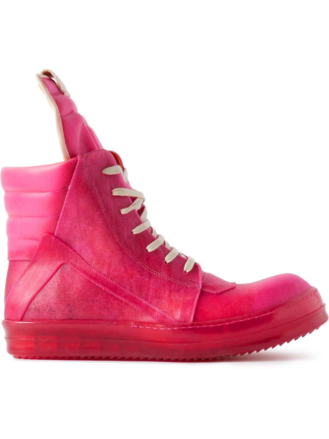 RICK OWENS GEOBASKET LEATHER AND RUBBER HIGH-TOP trainers