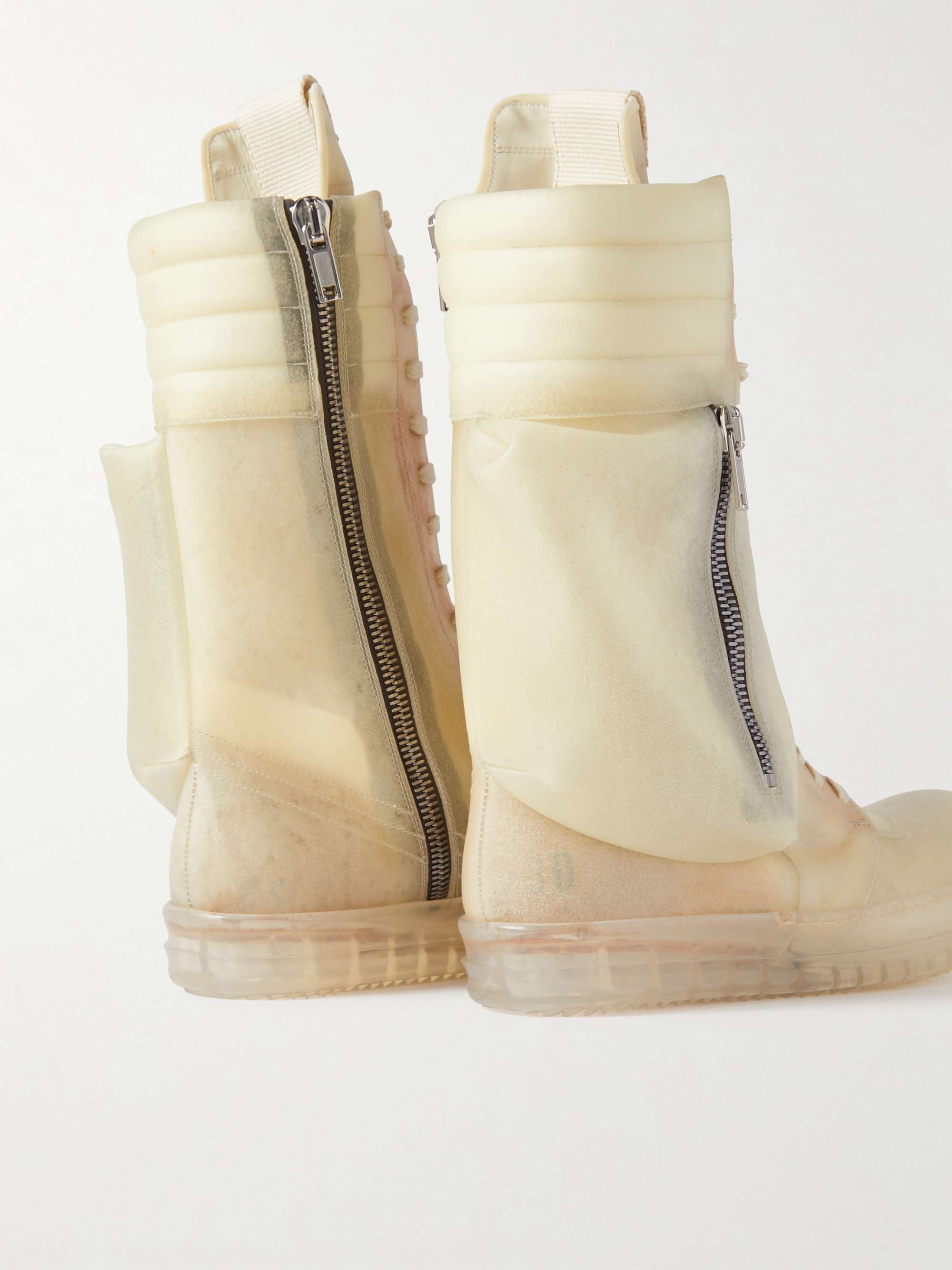 RICK OWENS Cargobasket Transparent Leather High-Top Sneakers