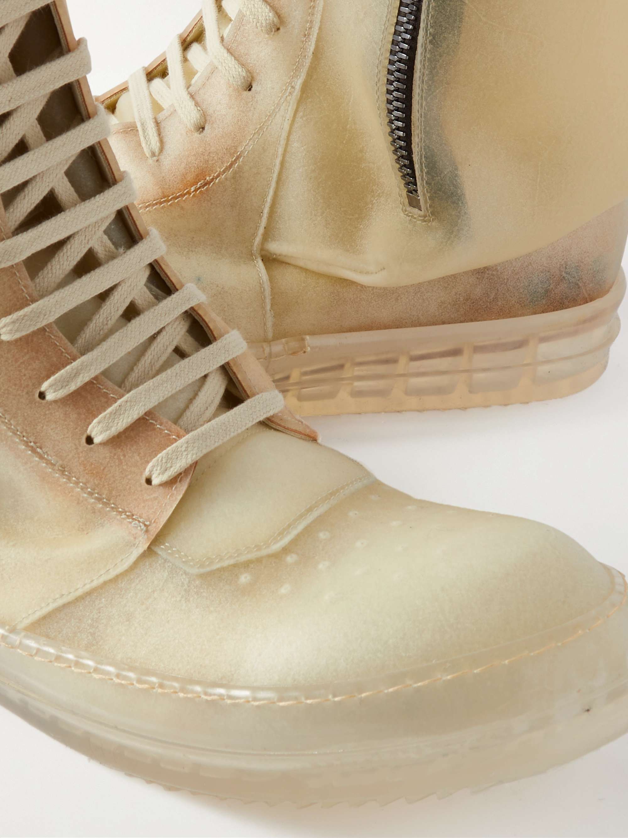 RICK OWENS Cargobasket Transparent Leather High-Top Sneakers