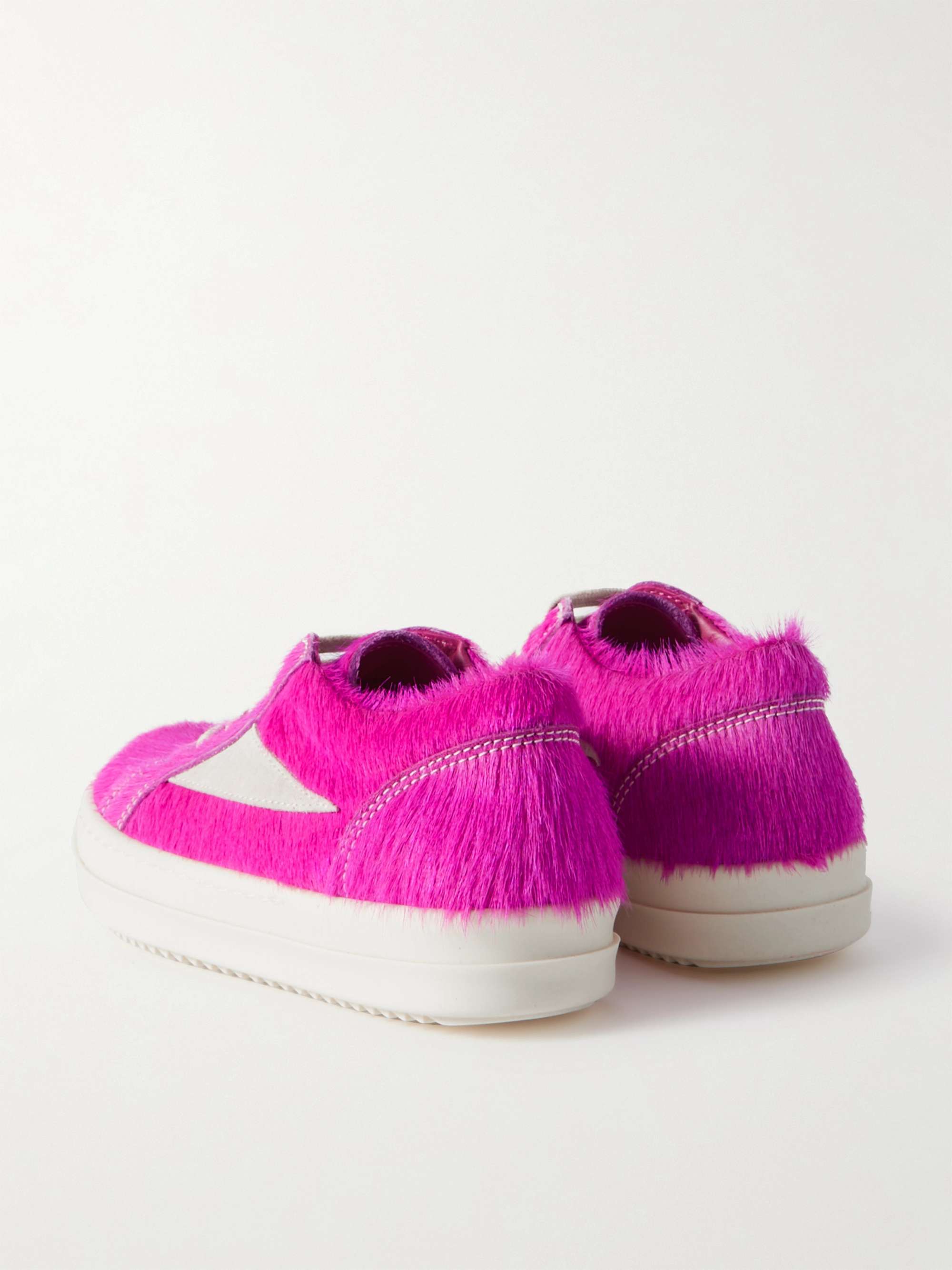Pink Vintage Suede-Trimmed Calf Hair Sneakers | RICK OWENS KIDS | MR PORTER