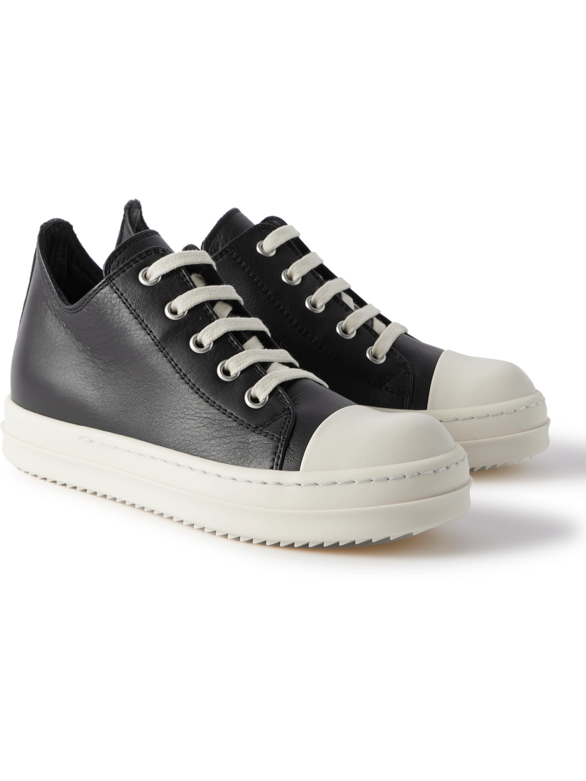 Rick Owens Leather Sneakers In Black