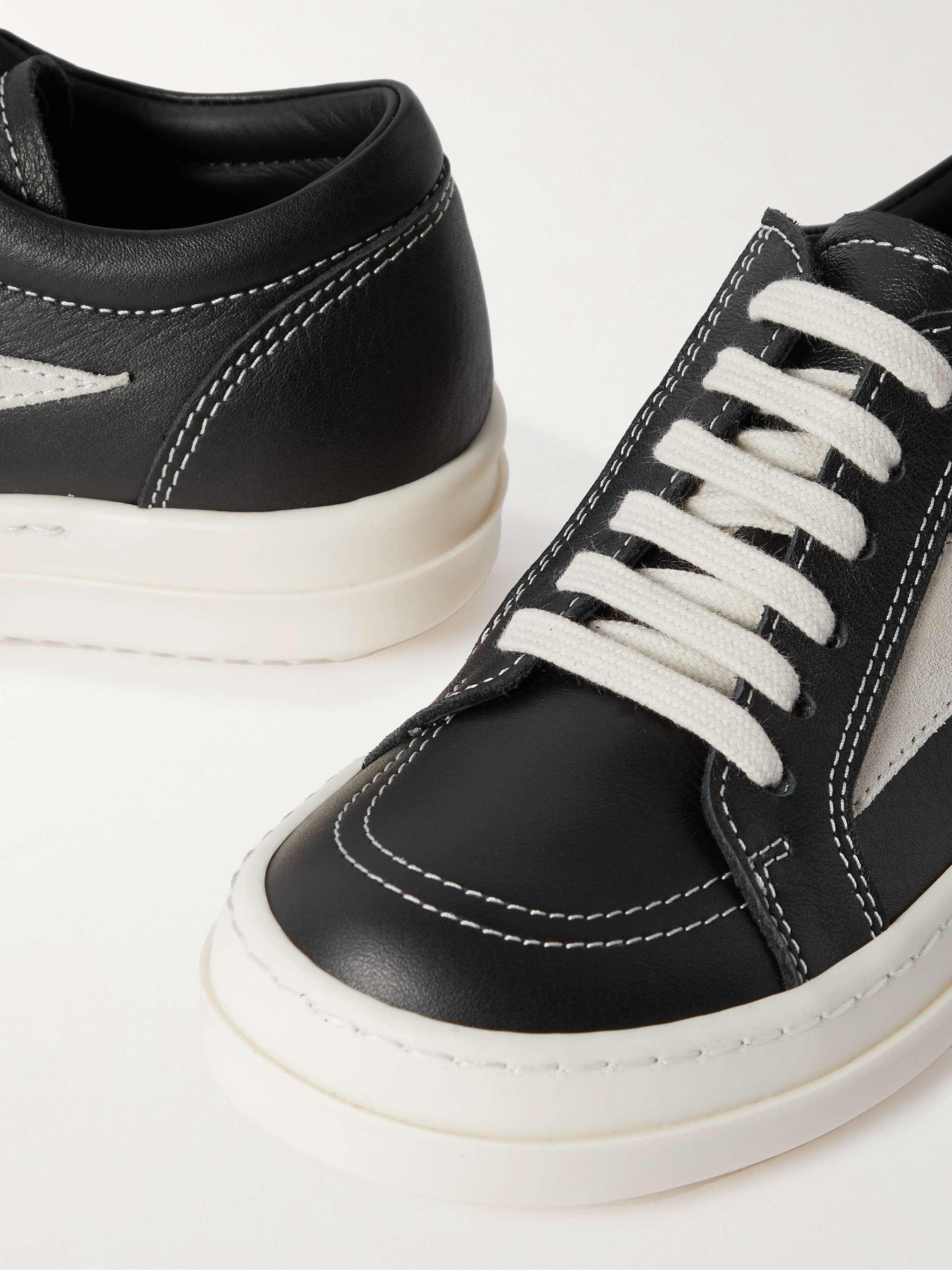 Vintage Suede-Trimmed Leather Sneakers