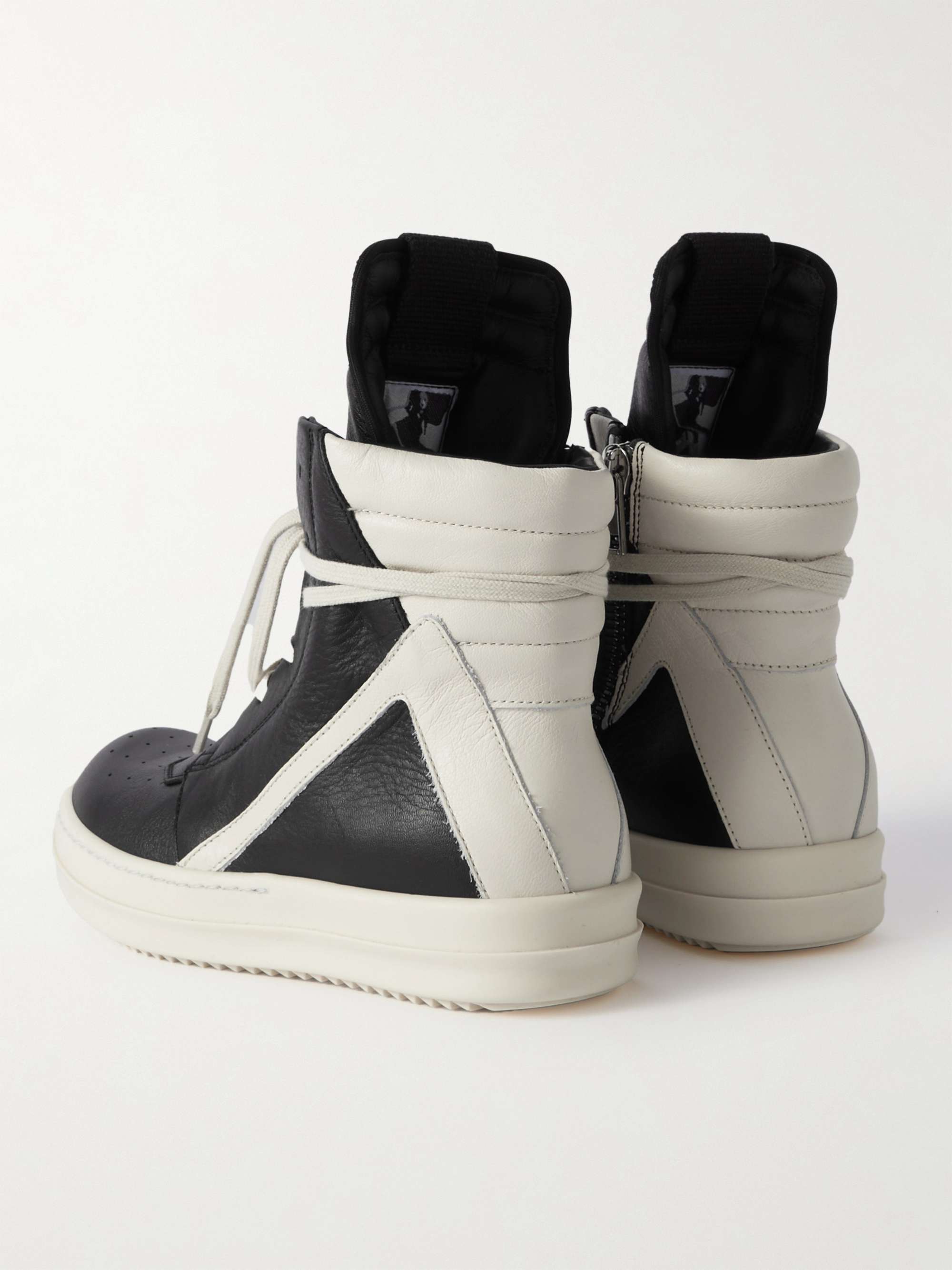 RICK OWENS KIDS Geobasket Two-Tone Leather High-Top Sneakers