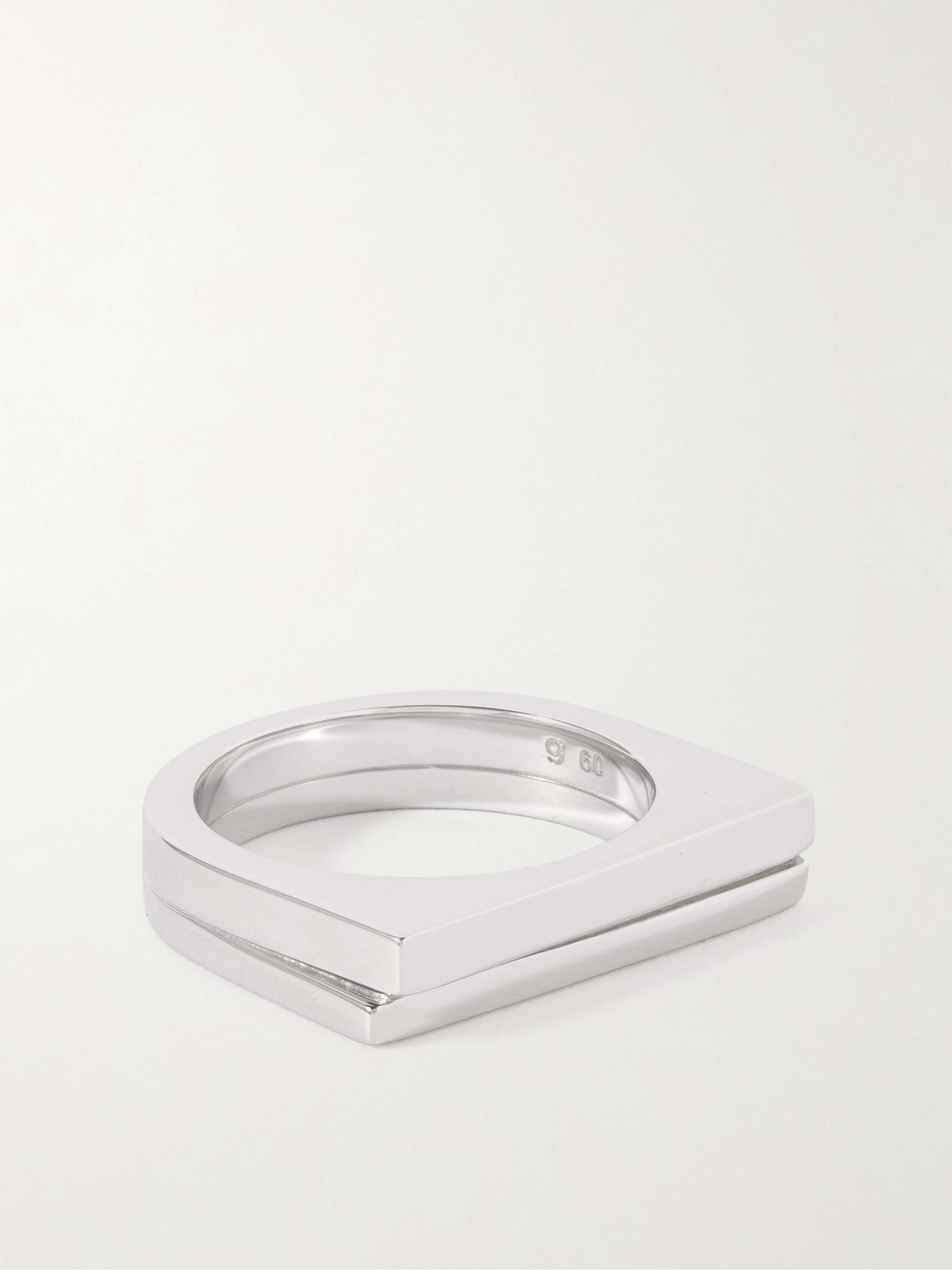 Step Rhodium-Plated Silver Ring