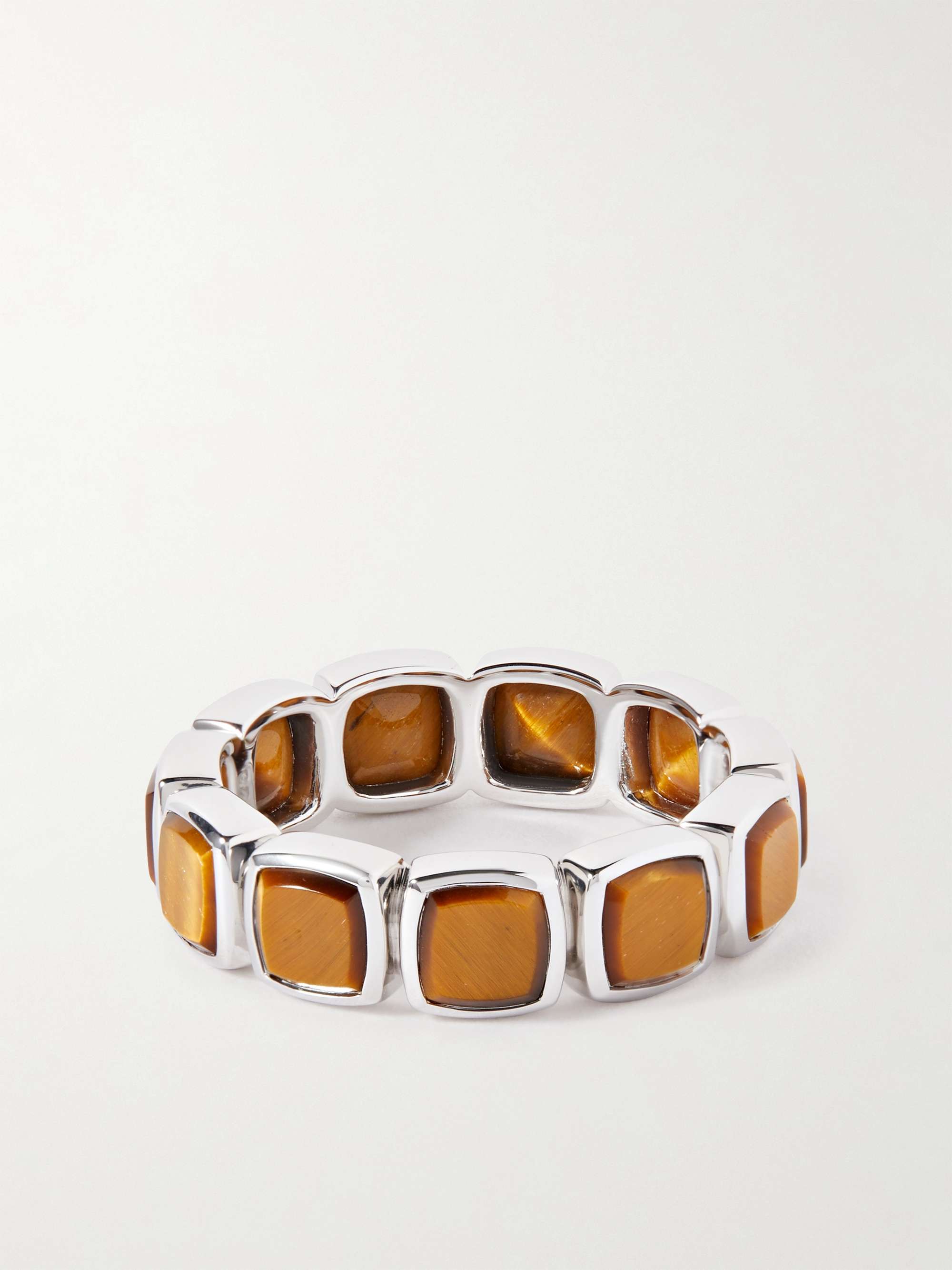 Cushion Ban Tiger Eye and Silver Ring