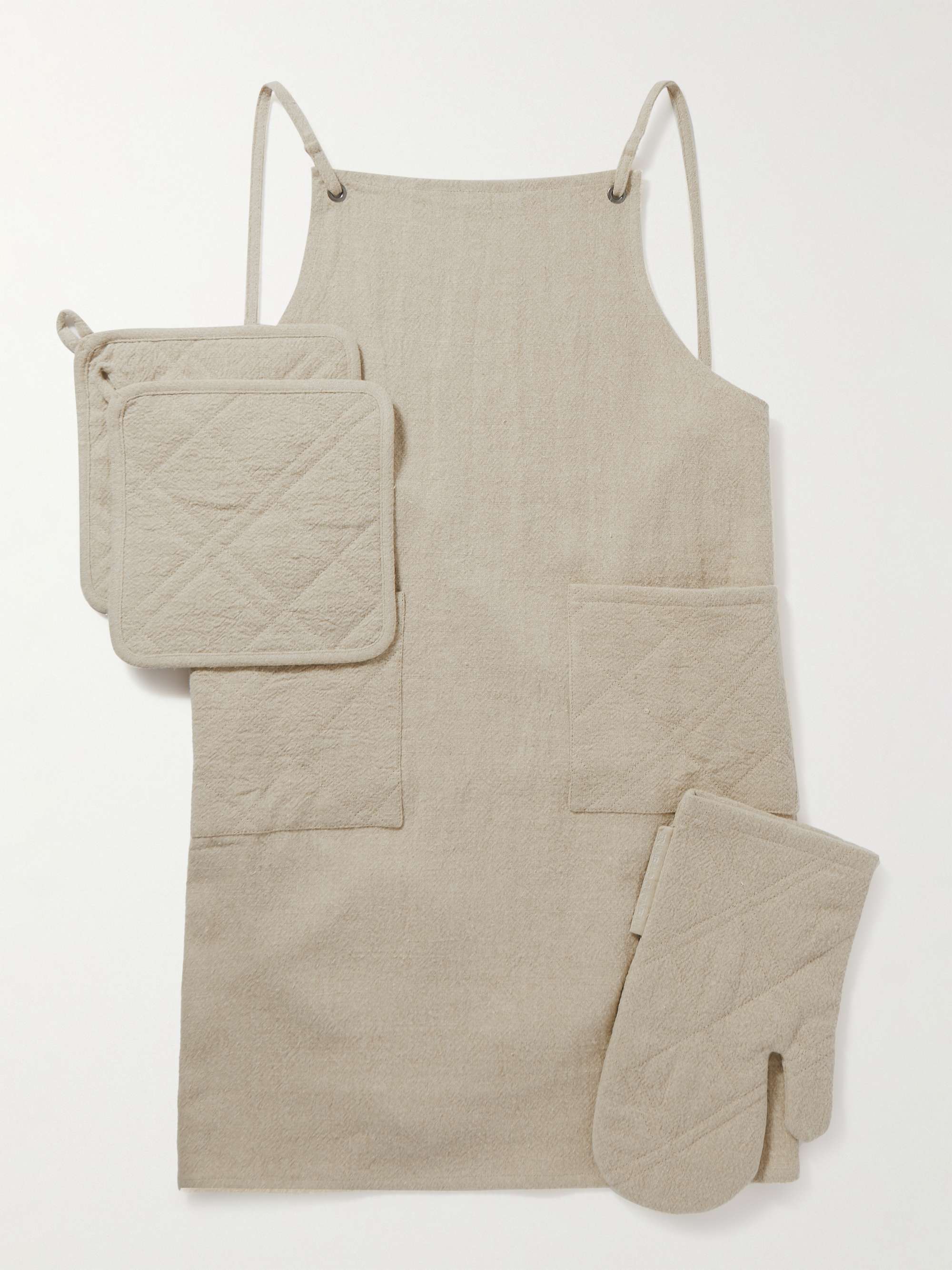 BRUNELLO CUCINELLI リネン エプロン&オーブングローブセット