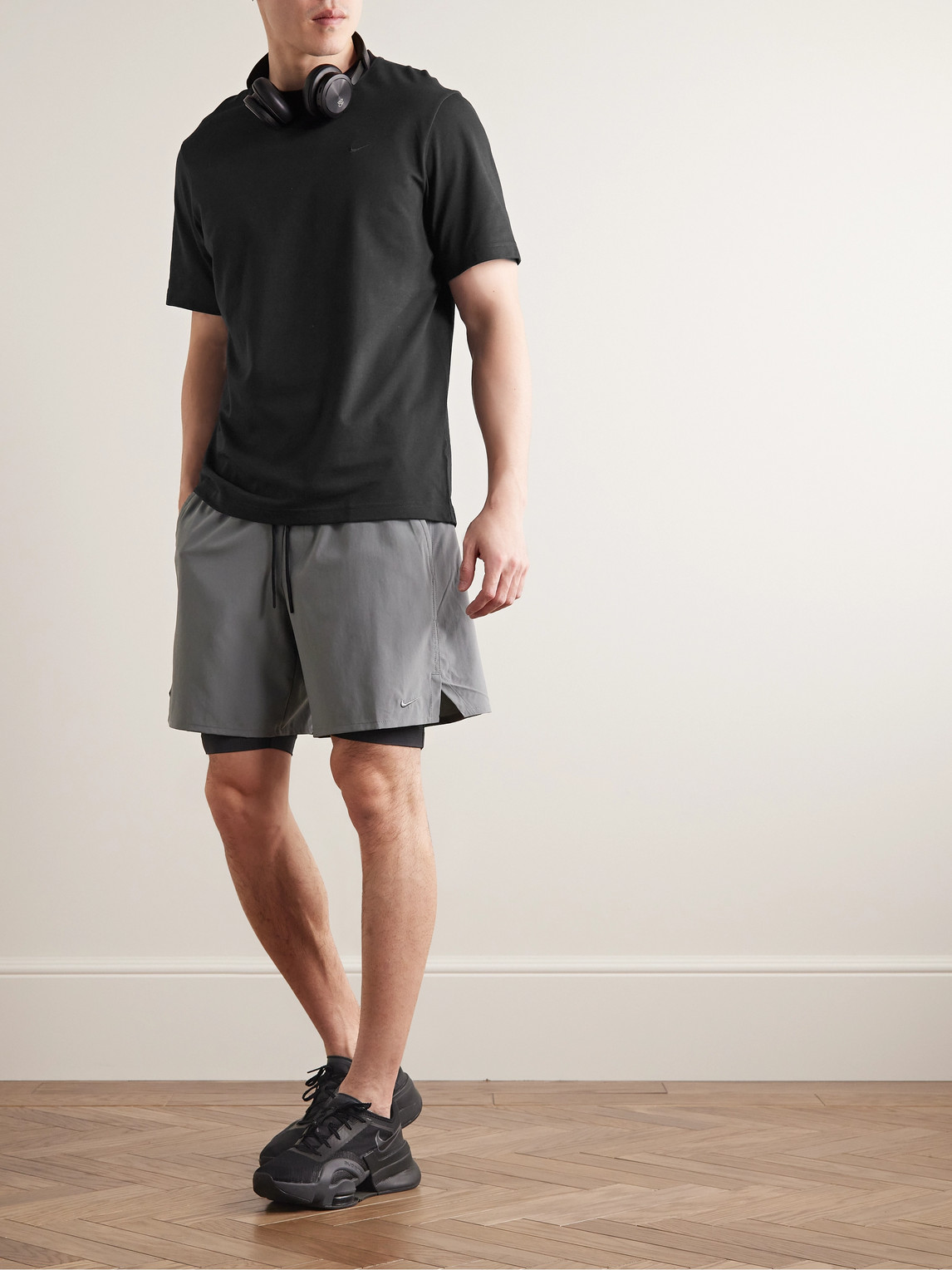 Shop Nike Primary Cotton-blend Dri-fit T-shirt In Black