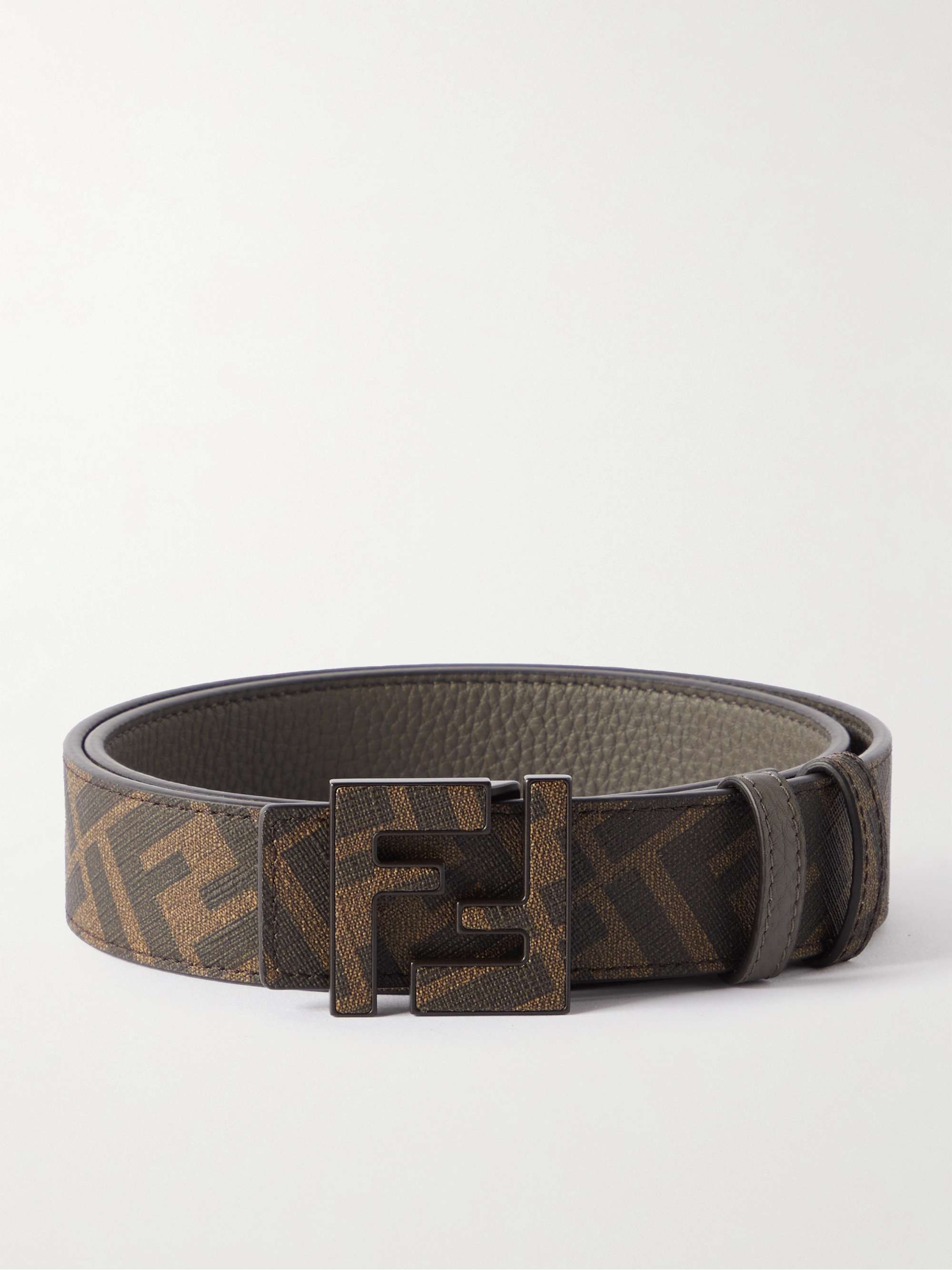 FENDI 3.5 cm Reversible Monogrammed Leather Belt for Men | MR PORTER