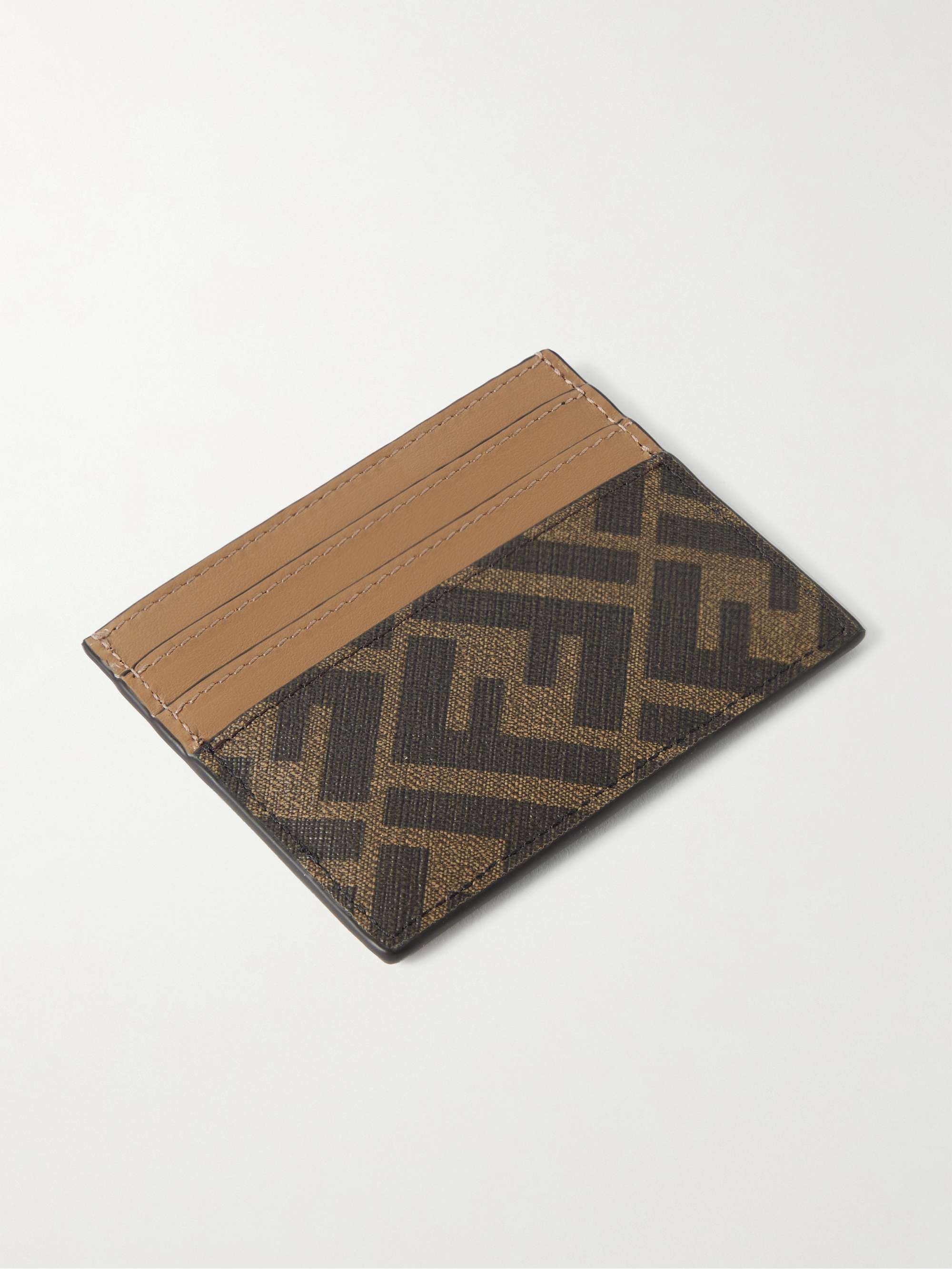 FENDI Logo-Print Coated-Canvas and Leather Cardholder
