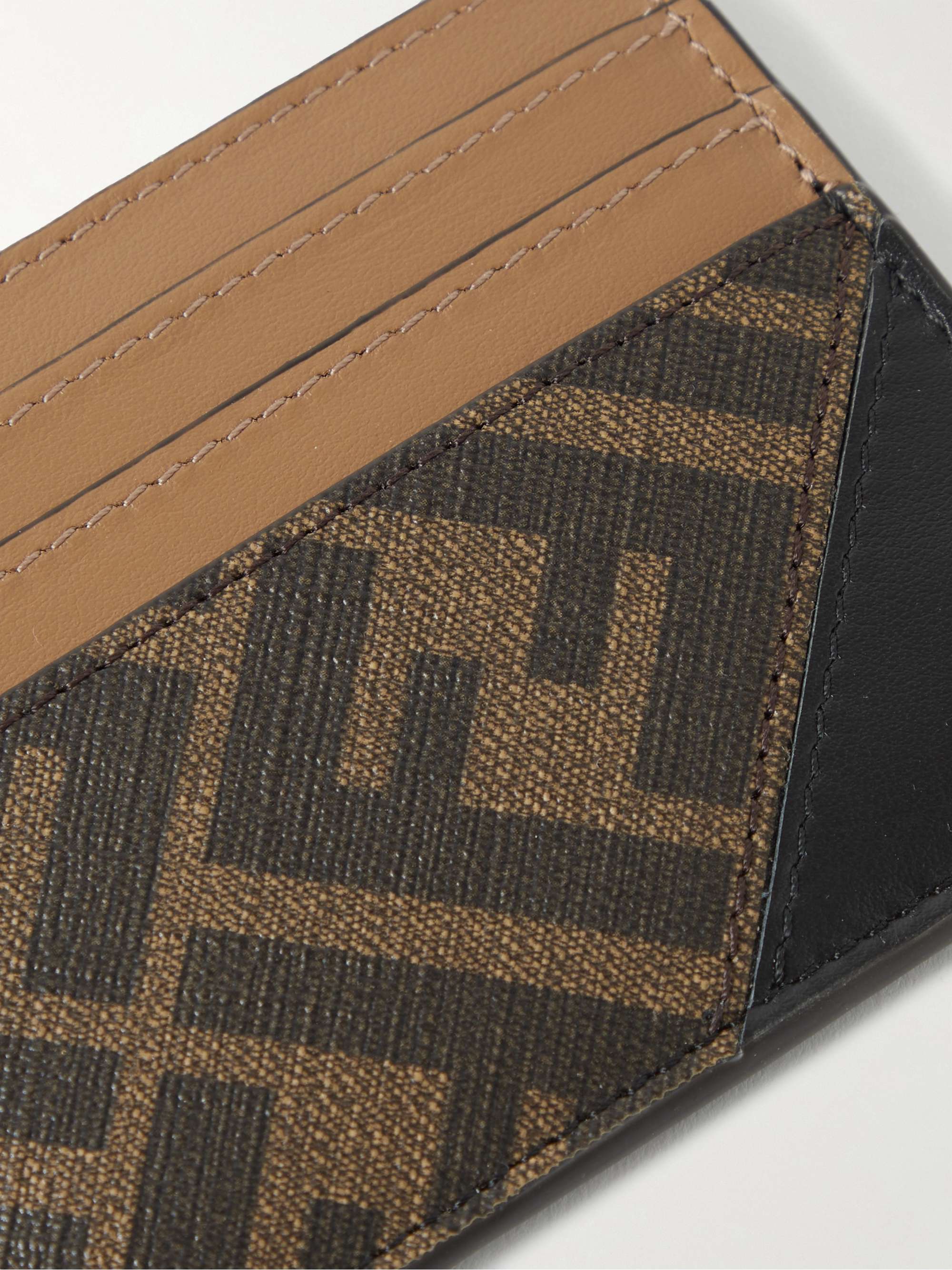 FENDI Logo-Print Coated-Canvas and Leather Cardholder