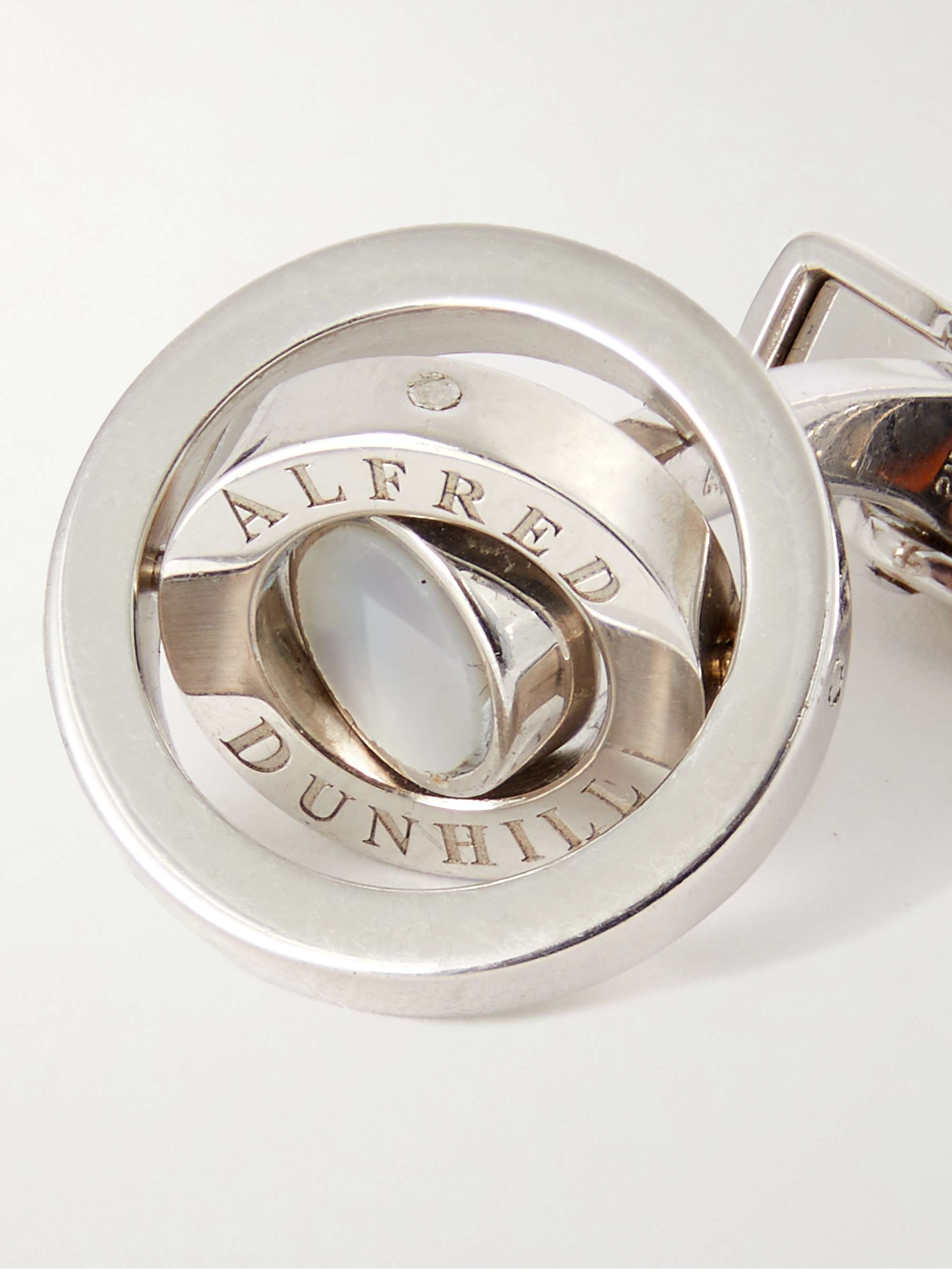 DUNHILL Logo-Detailed Silver Mother-of-Pearl Cufflinks