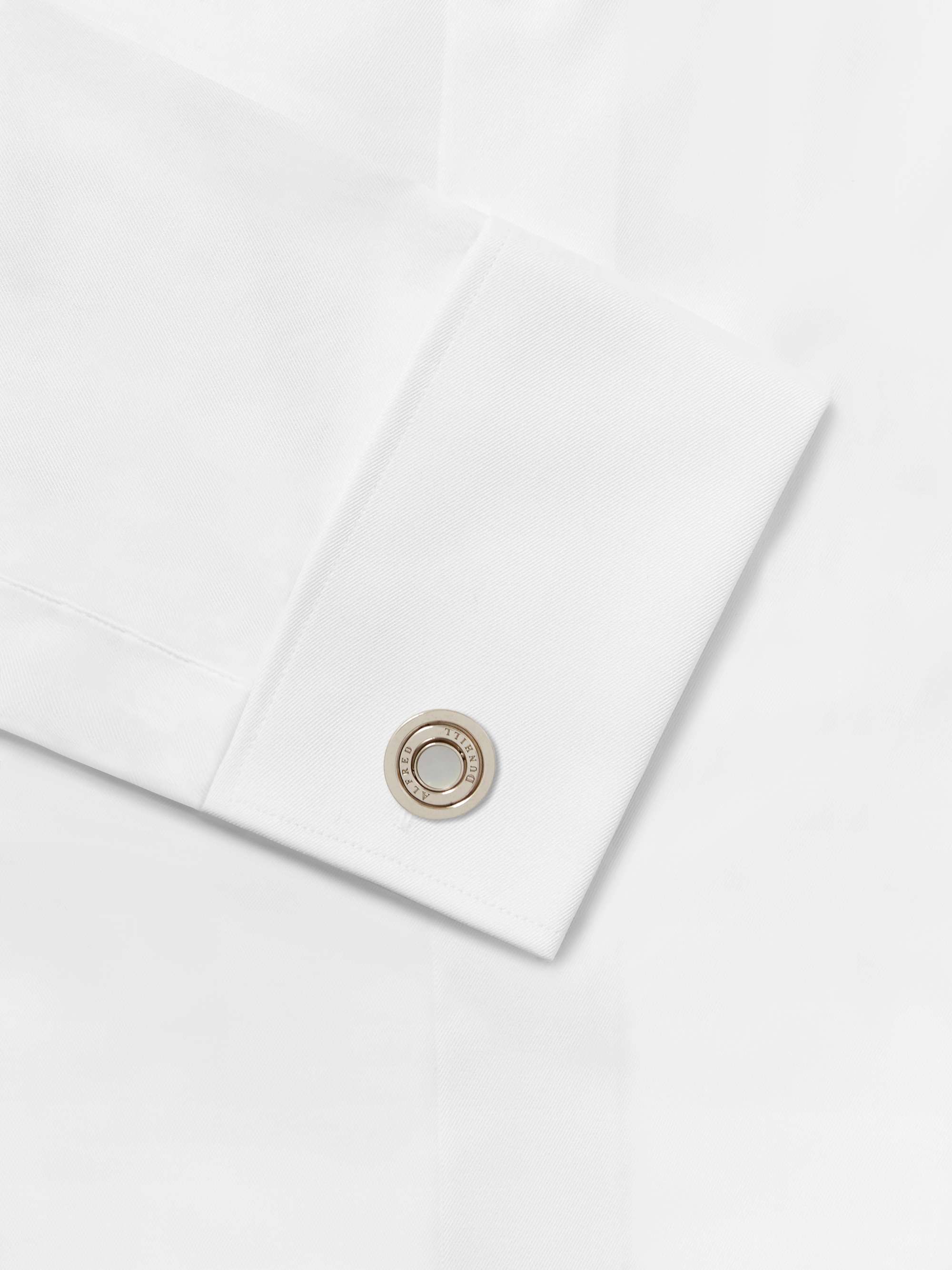 DUNHILL Logo-Detailed Silver Mother-of-Pearl Cufflinks