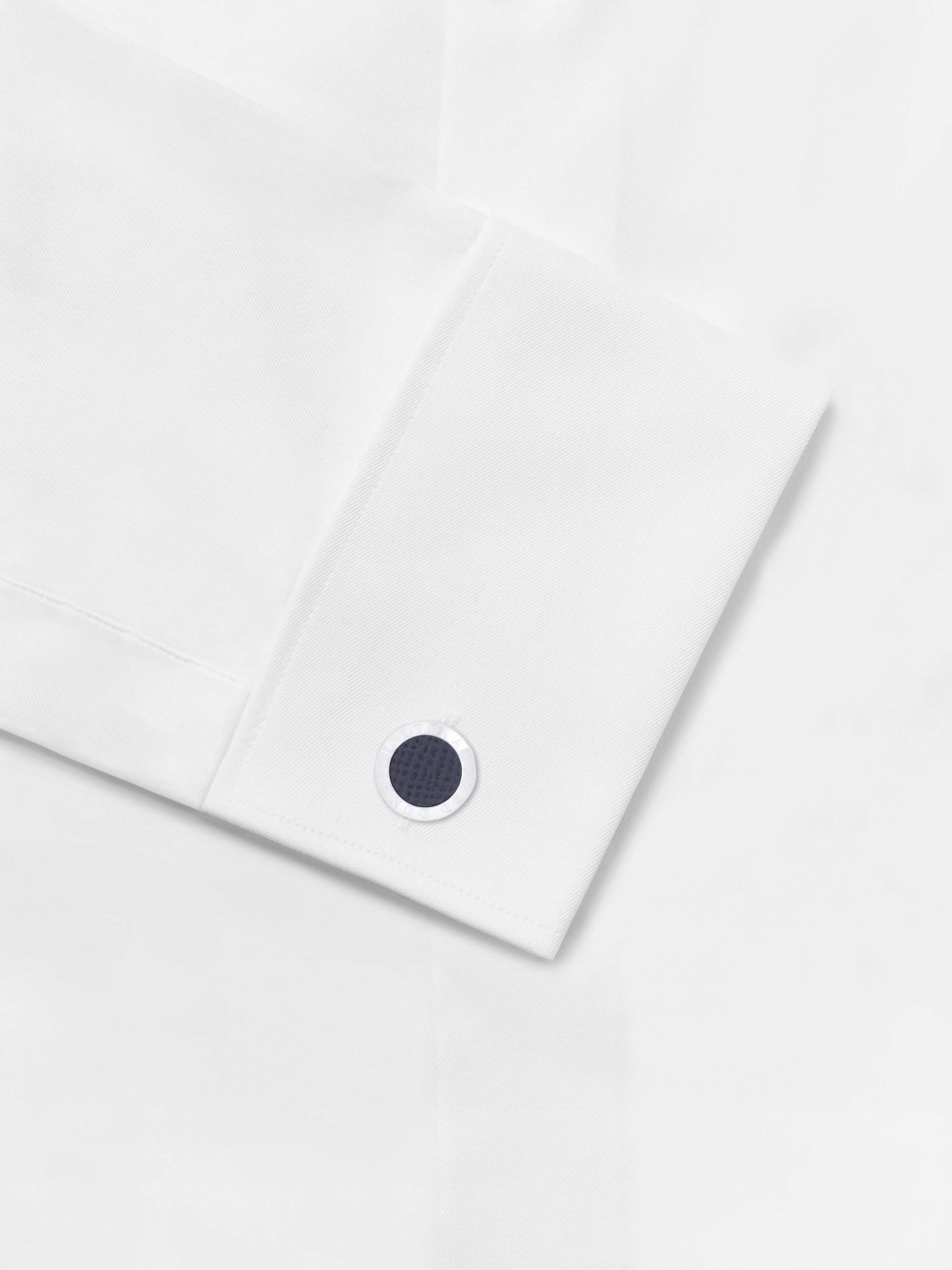 DUNHILL Logo-Debossed Silver-Tone and Enamel Cufflinks