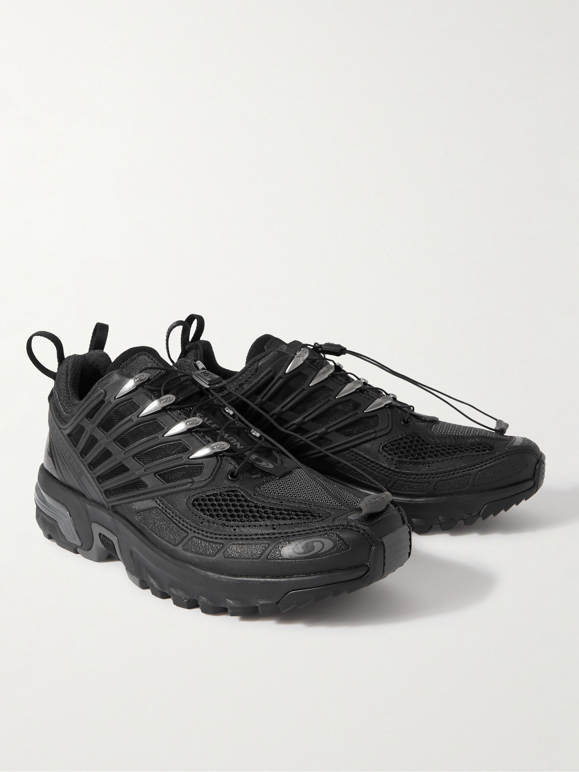 Salomon Acs Pro Mesh And Rubber Running Sneakers In Black