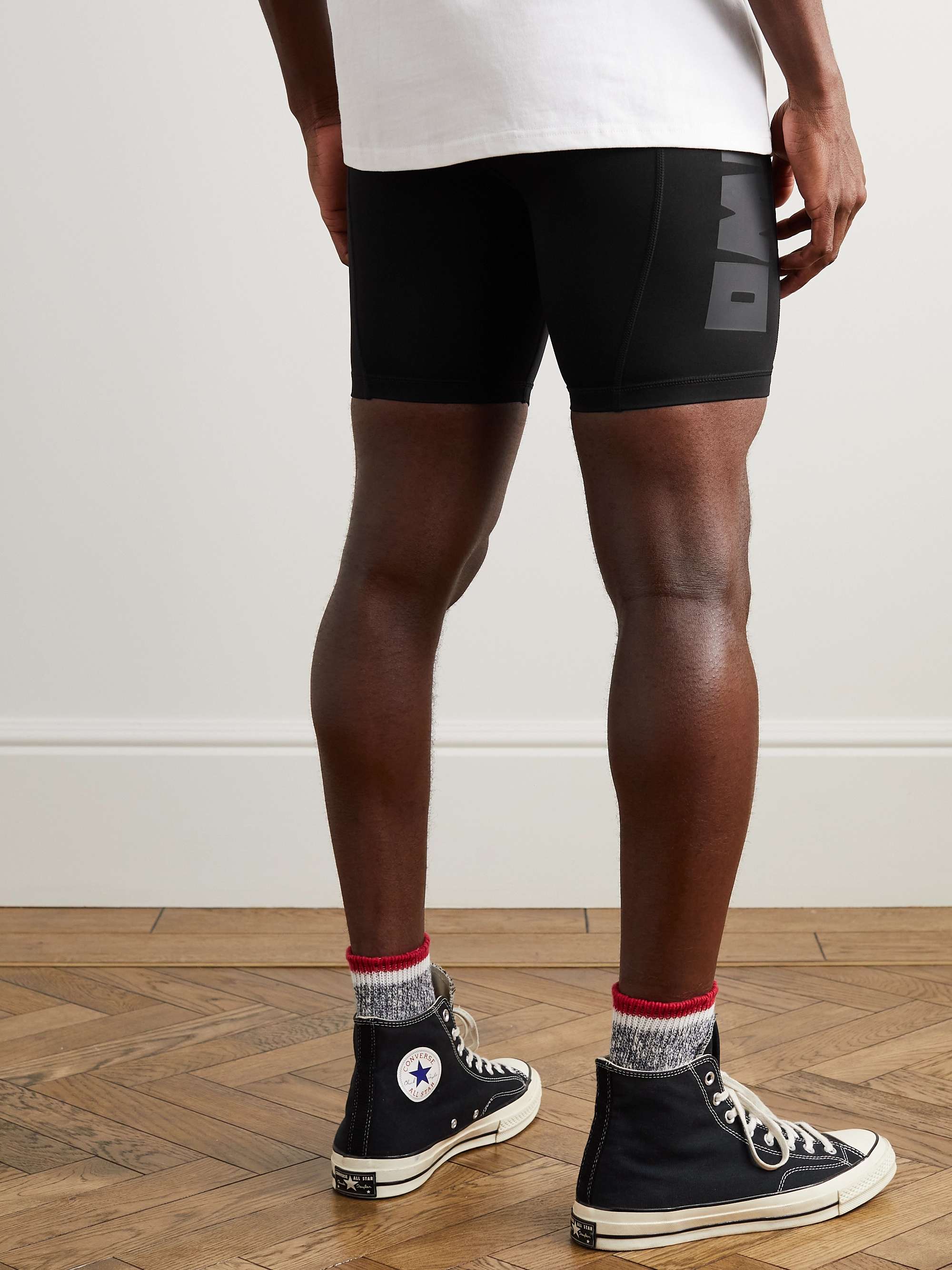Y,IWO Logo-Print Appliquéd Stretch-Nylon Shorts