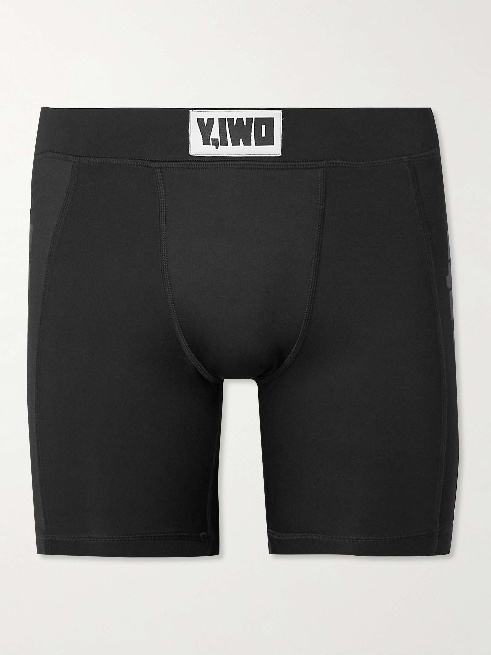 Y,IWO Logo-Print Appliquéd Stretch-Nylon Shorts