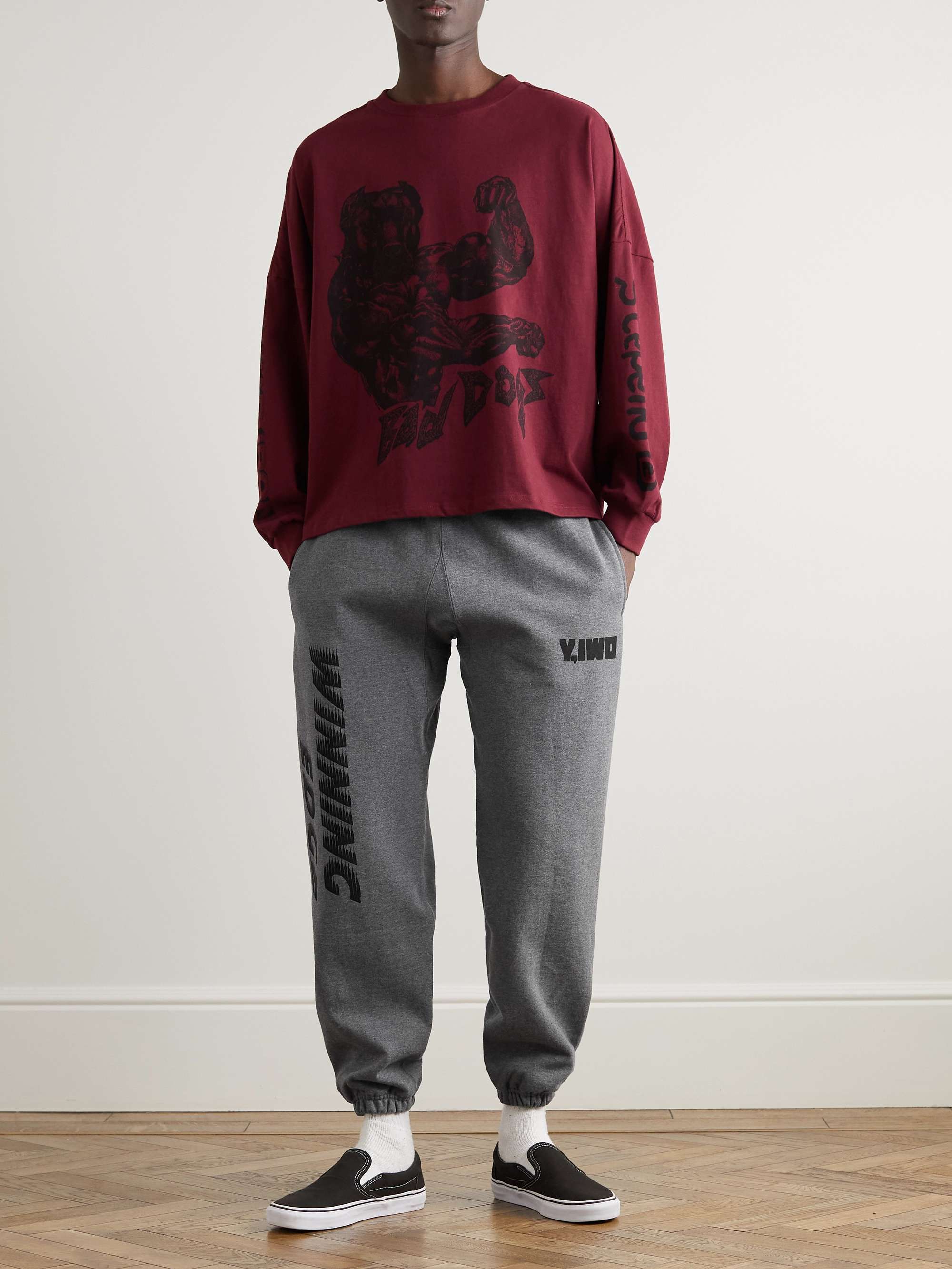 Y,IWO Tapered Logo-Print Cotton-Jersey Sweatpants