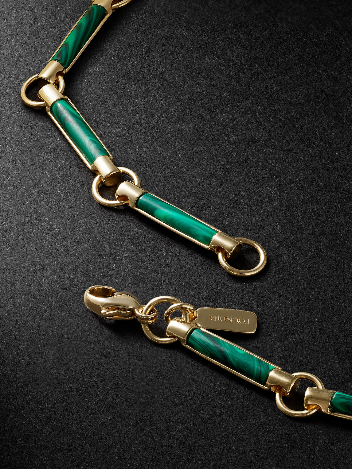 Shop Foundrae Spade Gold, Malachite And Diamond Pendant Bracelet In Green