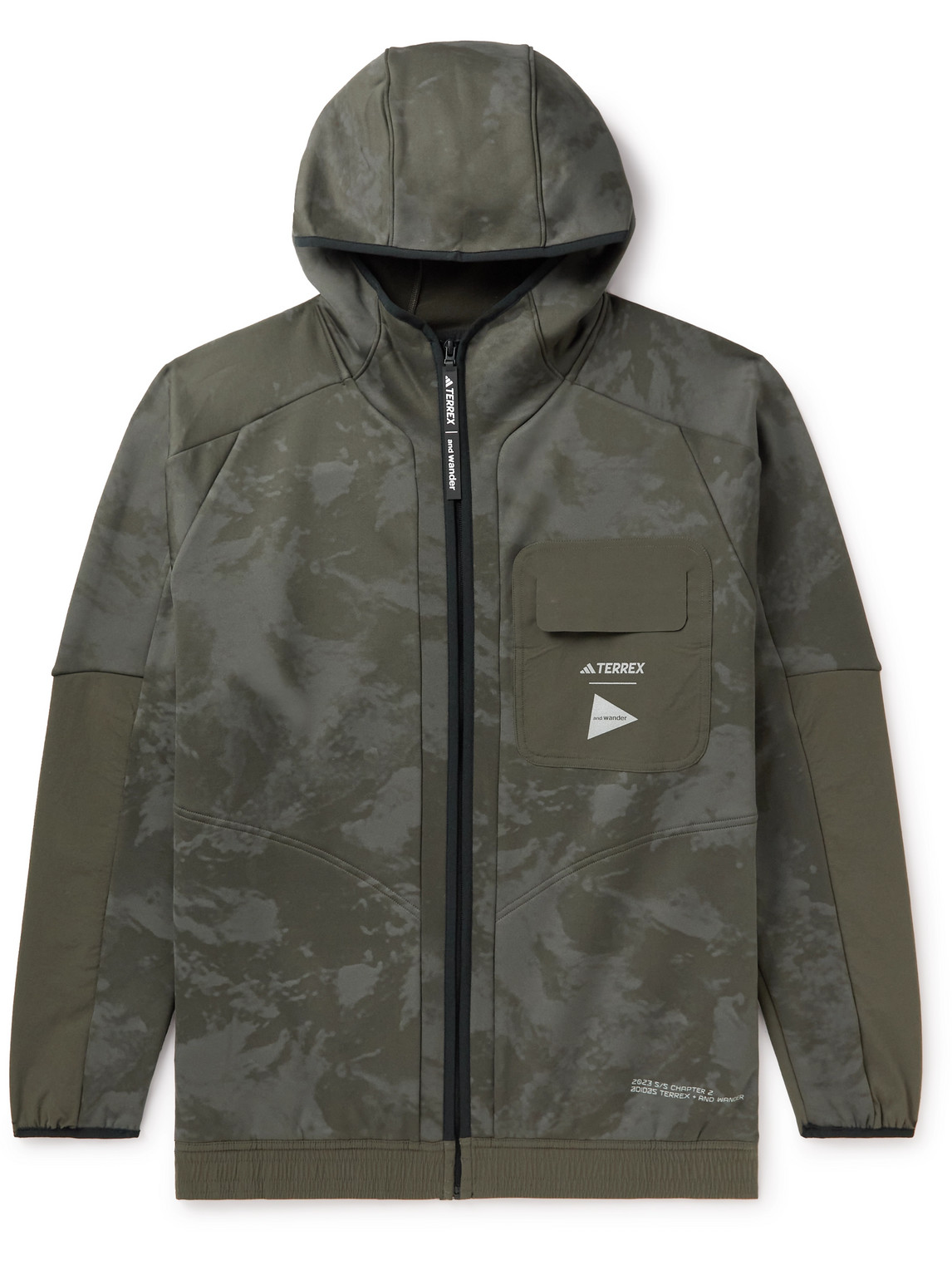Adidas Consortium And Wander Terrex Printed Stretch Recycled-jersey Hooded Jacket In Unknown