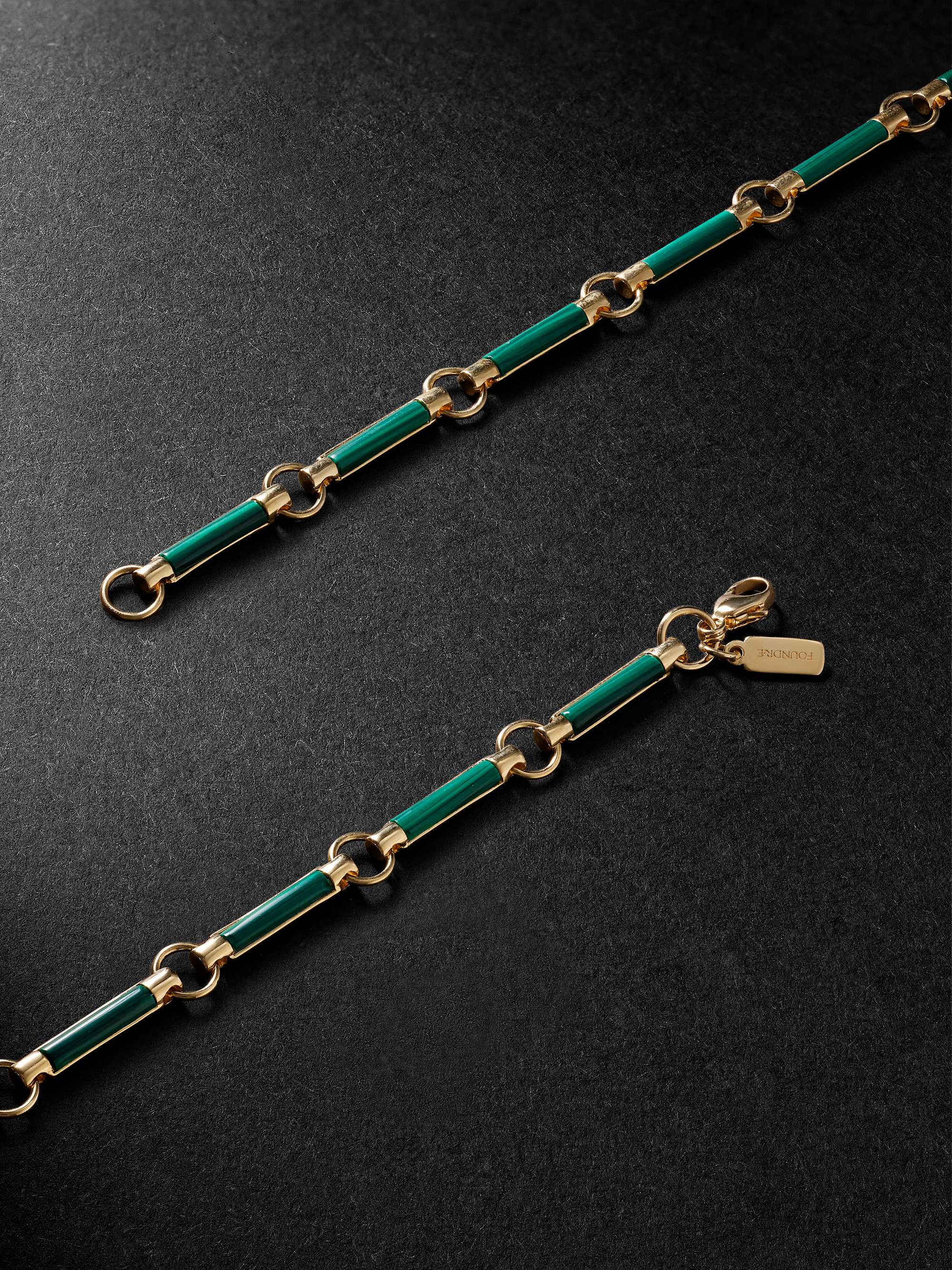 FOUNDRAE Internal Compass Orb Gold, Malachite and Diamond Pendant Necklace