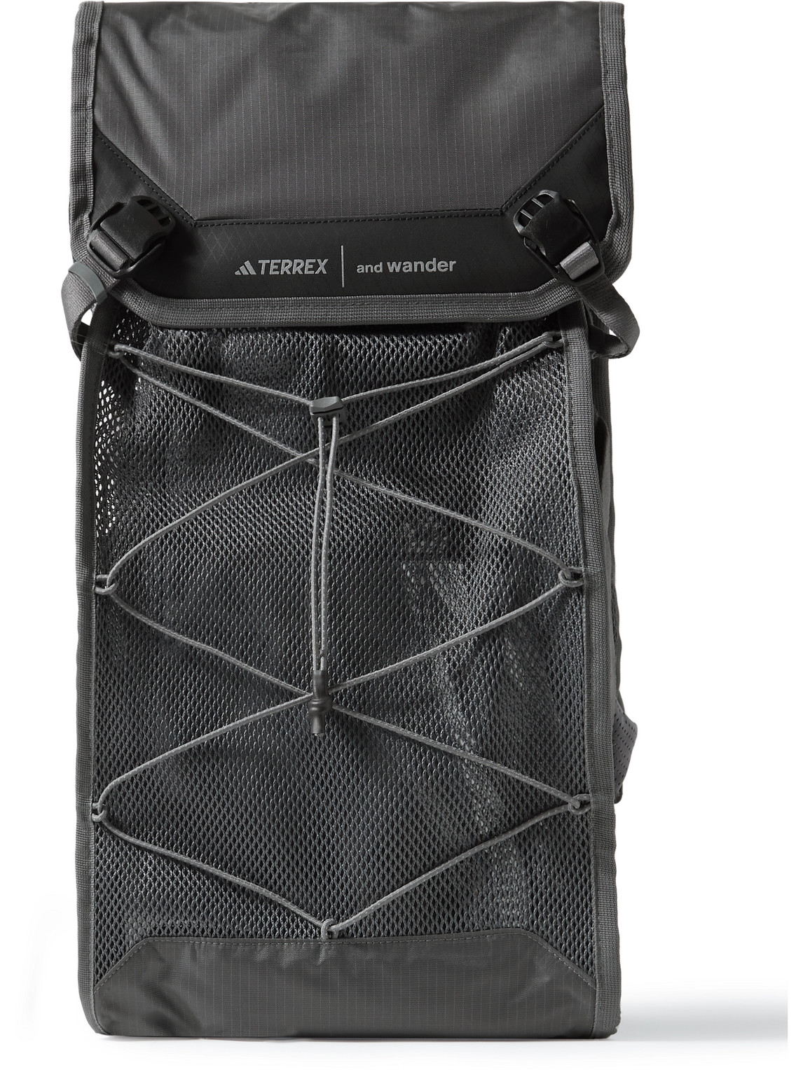 Adidas Consortium And Wander Terrex Mesh-trimmed Ripstop Backpack In Gray