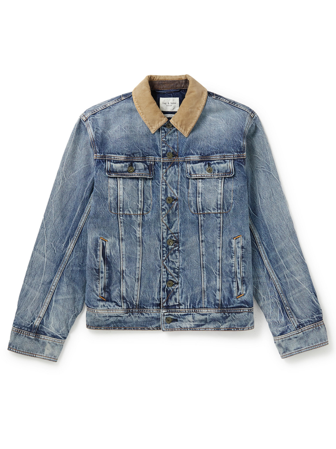 Rag & Bone Eli Jeansjacke Mit Cordbesatz In Blue