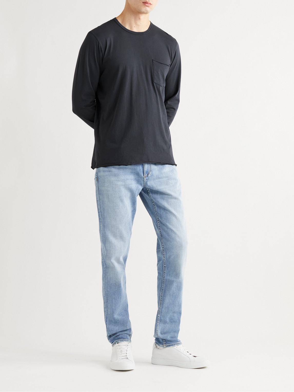 Rag & Bone Miles Pocket Organic-cotton Long-sleeved T-shirt In Dark Grey