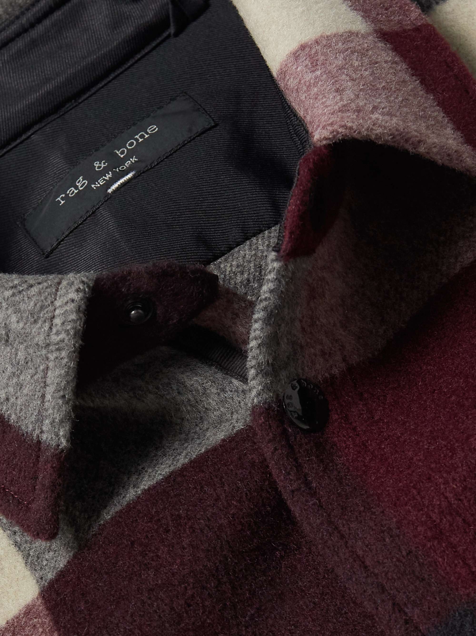 RAG & BONE Checked Brushed Wool-Blend Flannel Overshirt