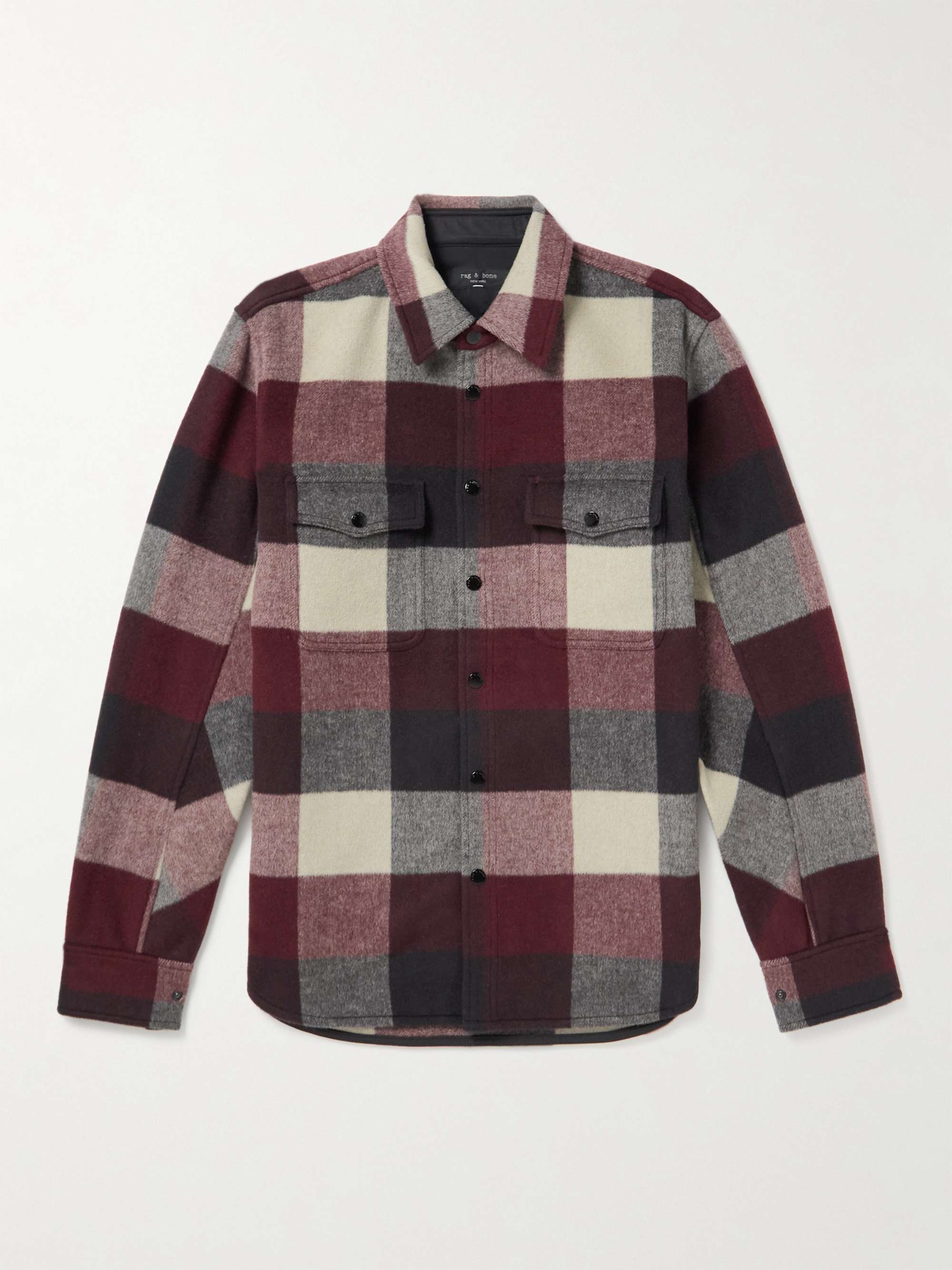 RAG & BONE Checked Brushed Wool-Blend Flannel Overshirt