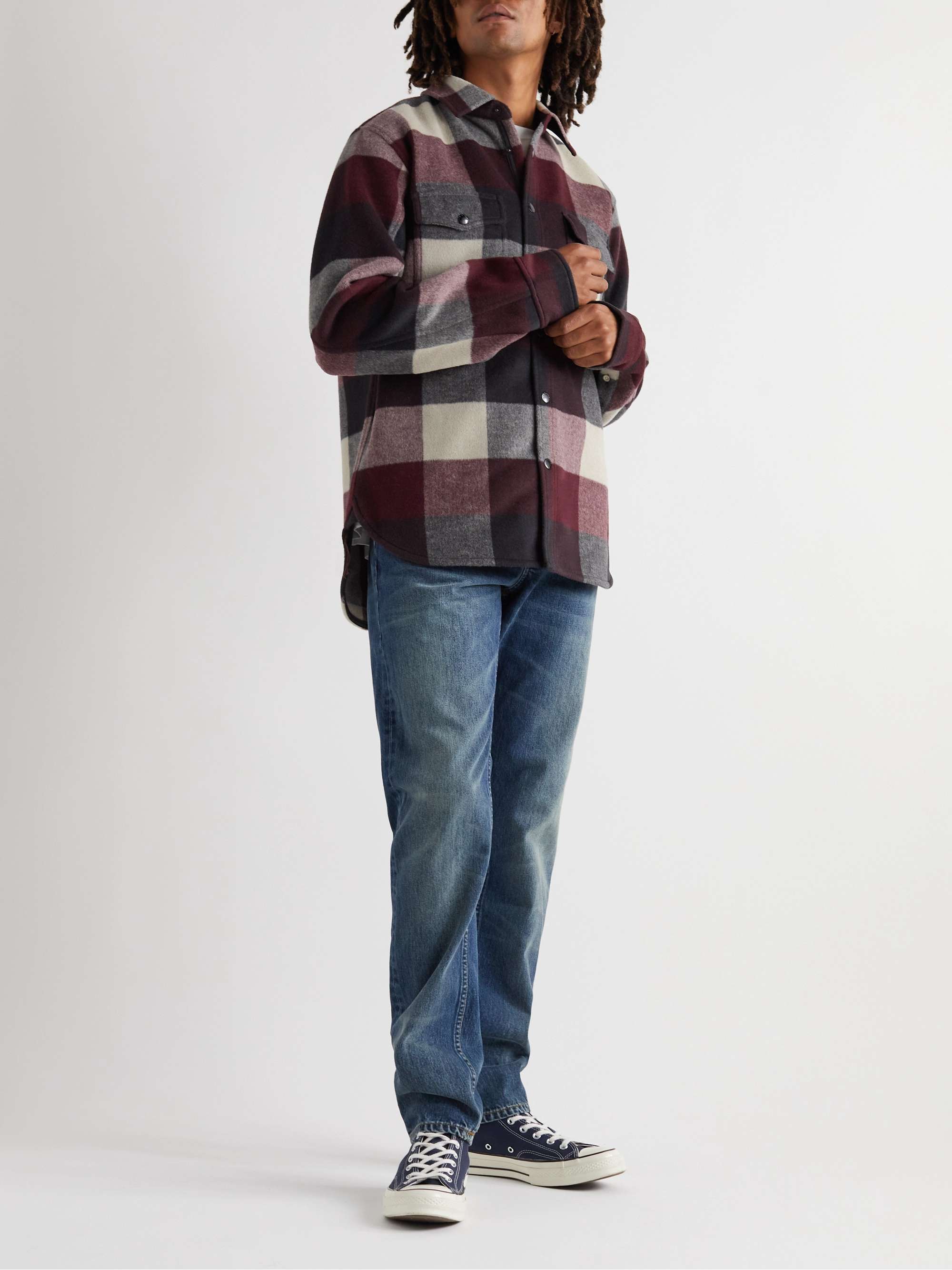 RAG & BONE Checked Brushed Wool-Blend Flannel Overshirt