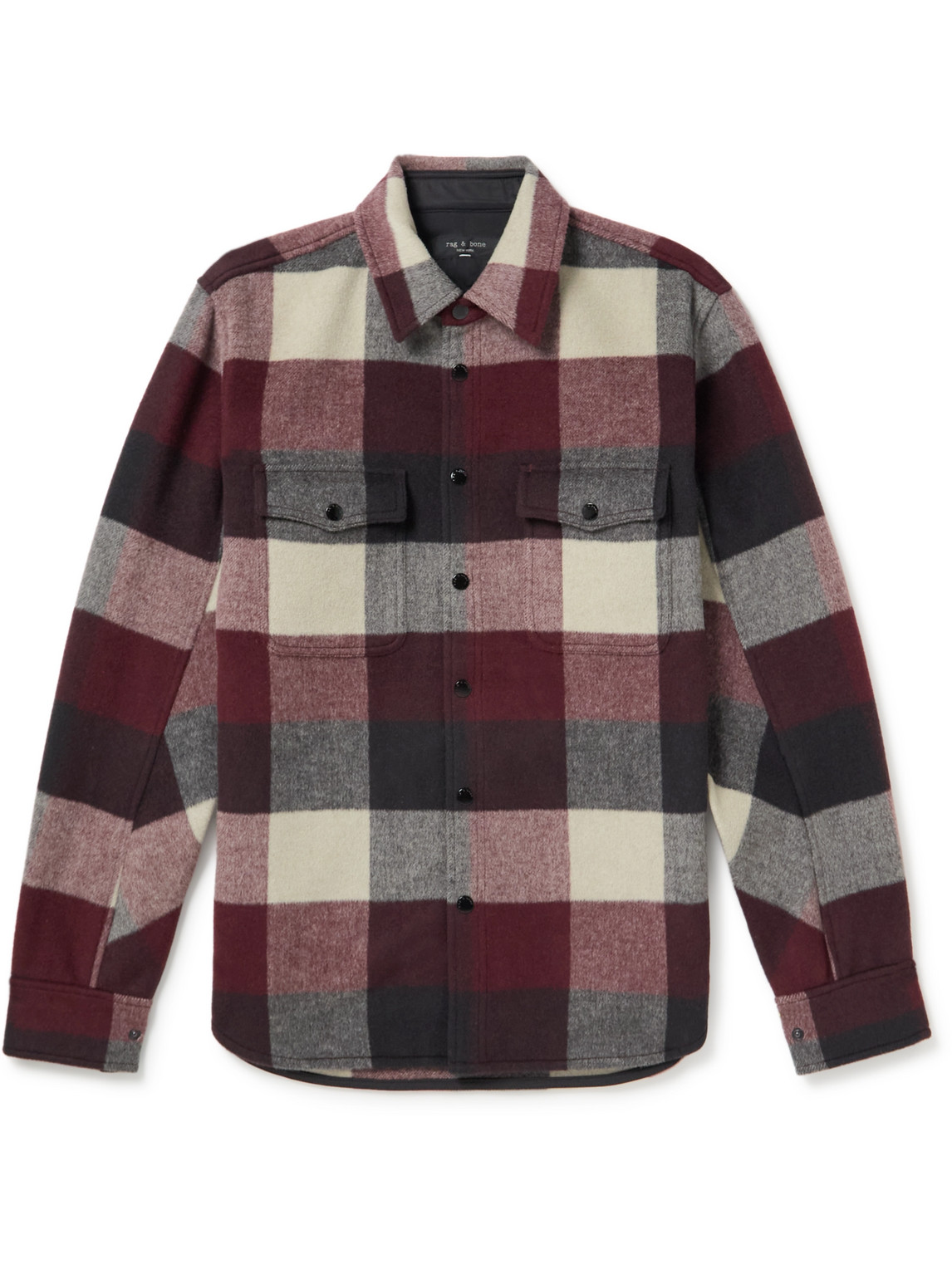 Rag & Bone - Checked Brushed Wool-Blend Flannel Overshirt - Men - Burgundy - XS