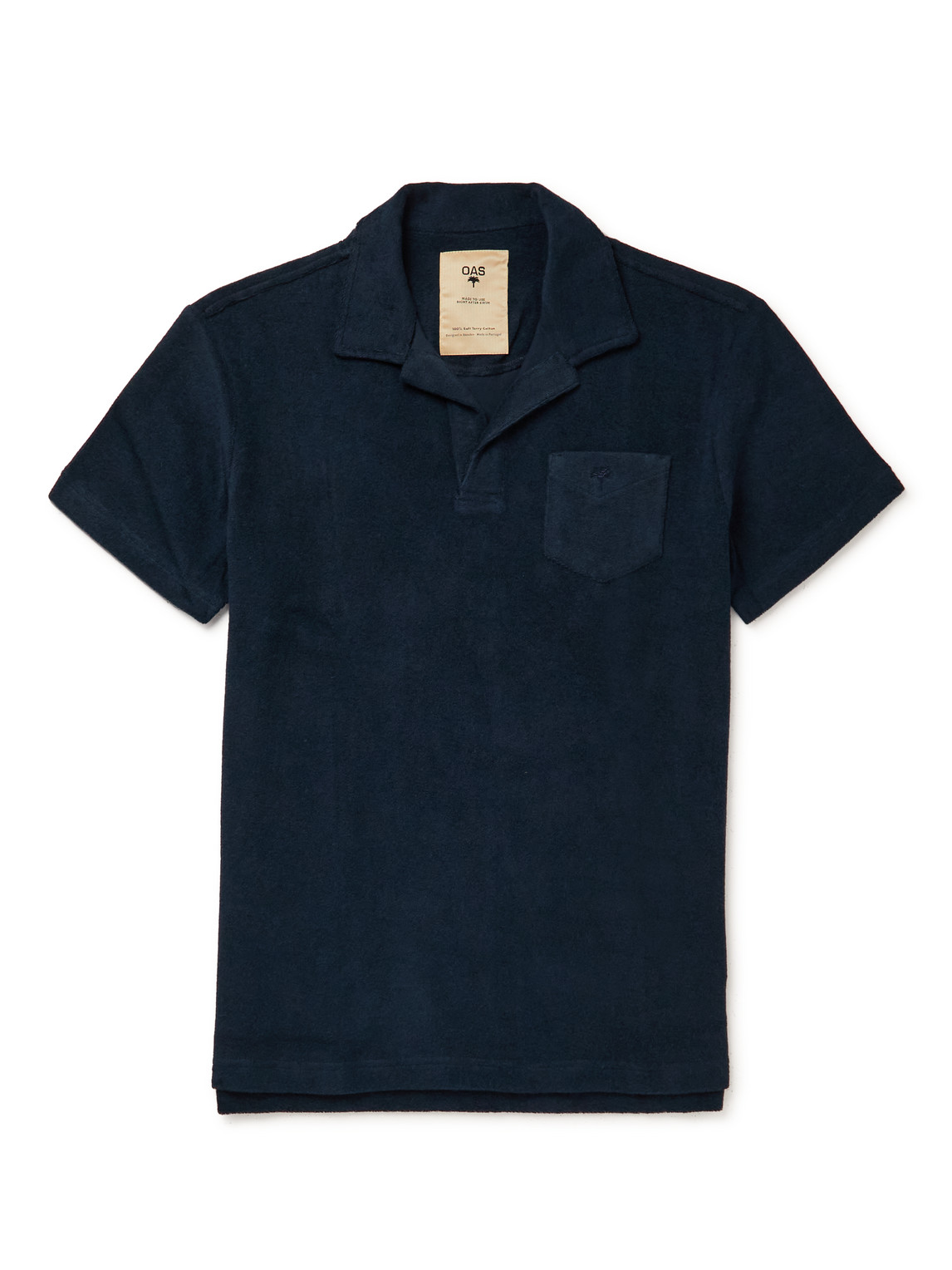 Oas Cotton-terry Polo Shirt In Blue