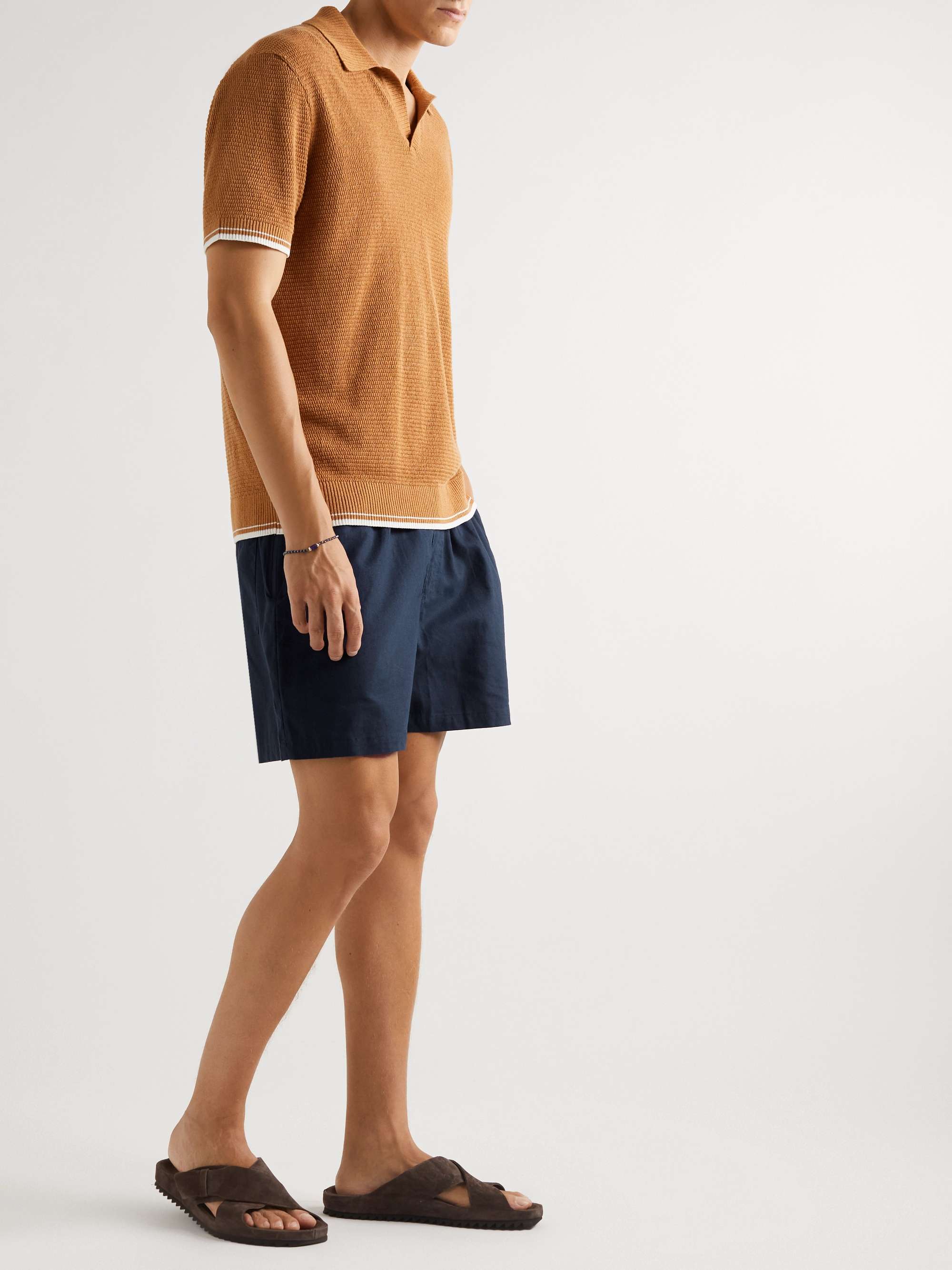 OAS Straight-Leg Linen and Cotton-Blend Drawstring Shorts