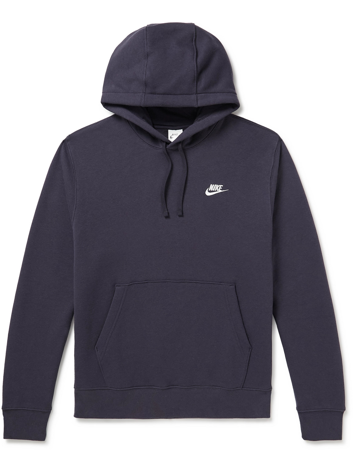 Nike Logo-embroidered Cotton-blend Jersey Hoodie In Blue
