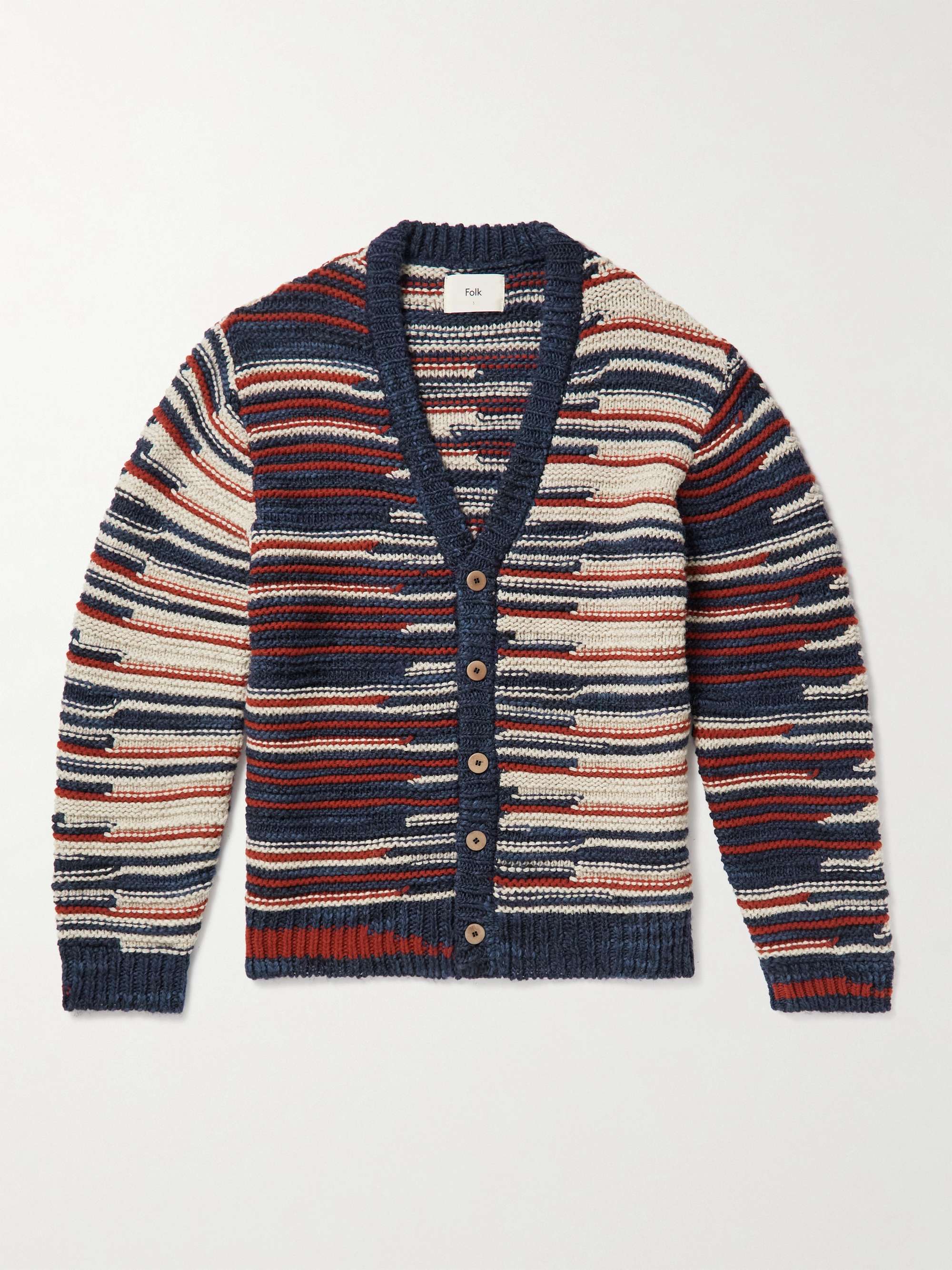FOLK Striped Intarsia-Knit Cardigan for Men | MR PORTER