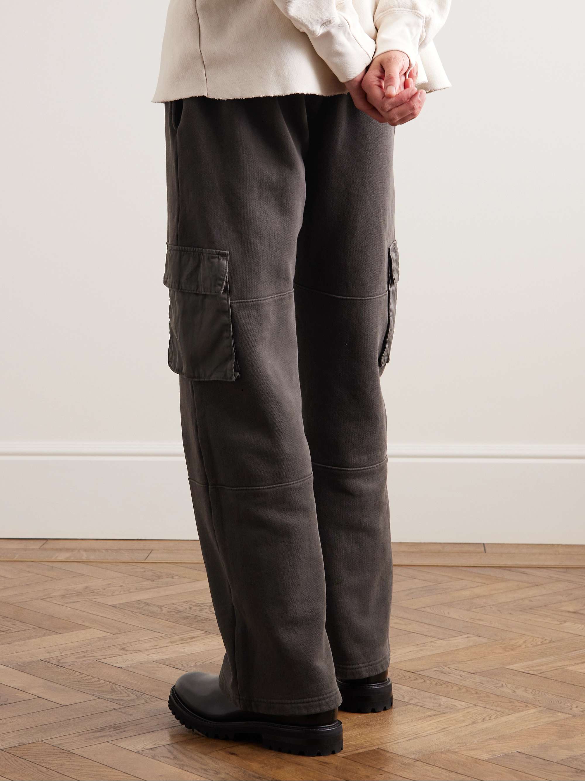 LES TIEN Straight-Leg Cotton-Jersey Drawstring Cargo Trousers