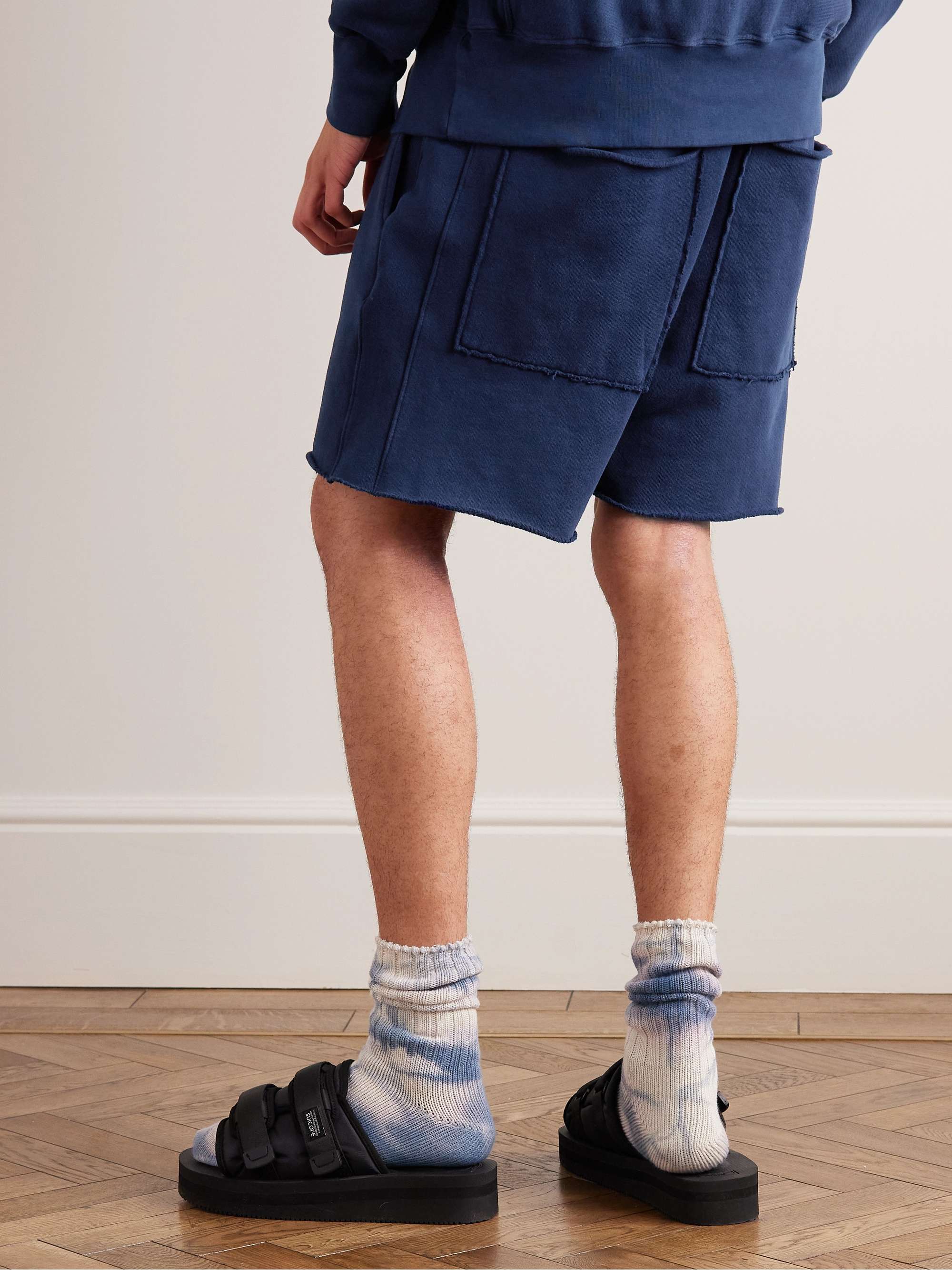 LES TIEN Garment-Dyed Fleece-Back Cotton-Jersey Drawstring Shorts