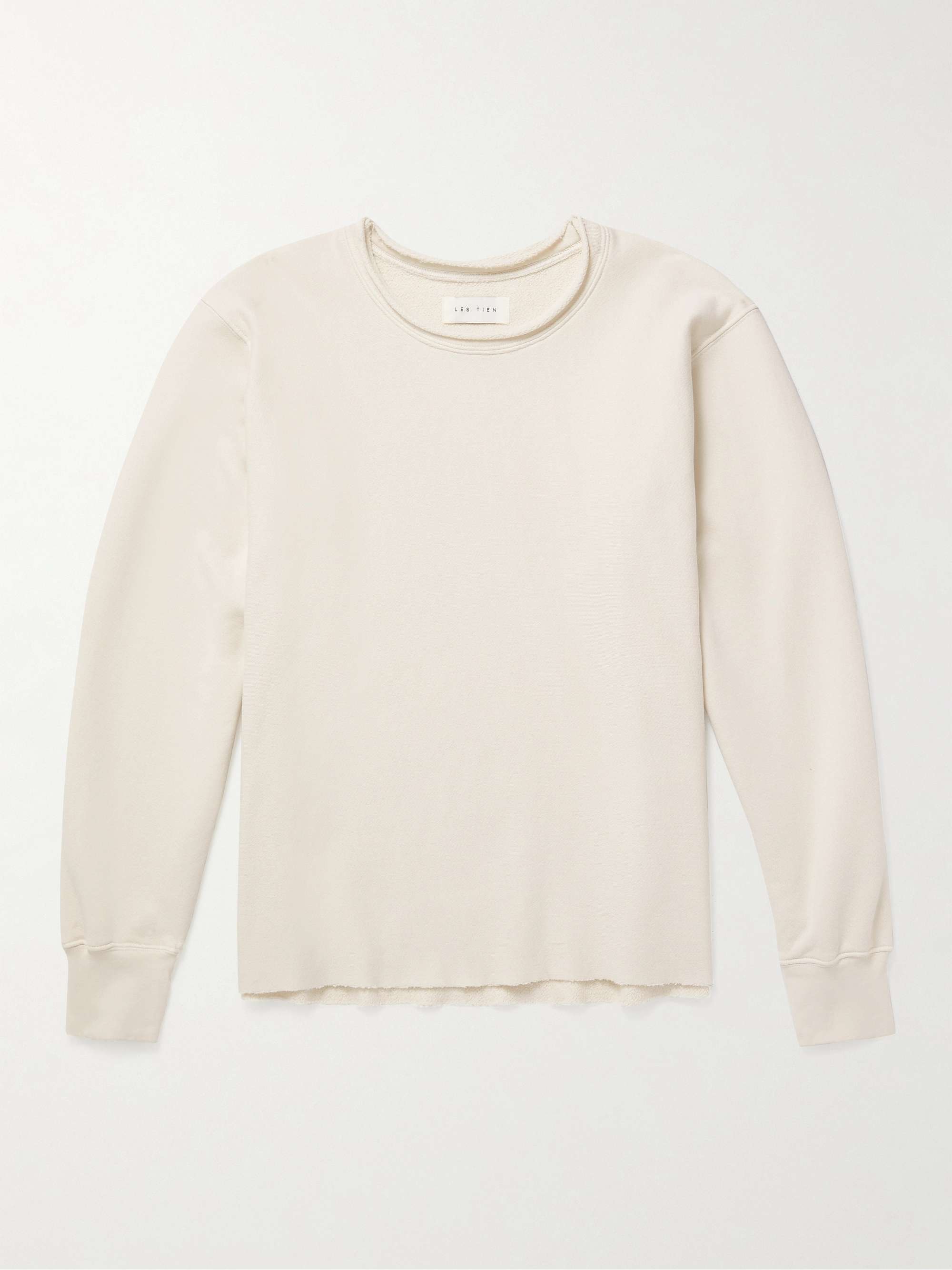 LES TIEN Distressed Cotton-Jersey Sweatshirt