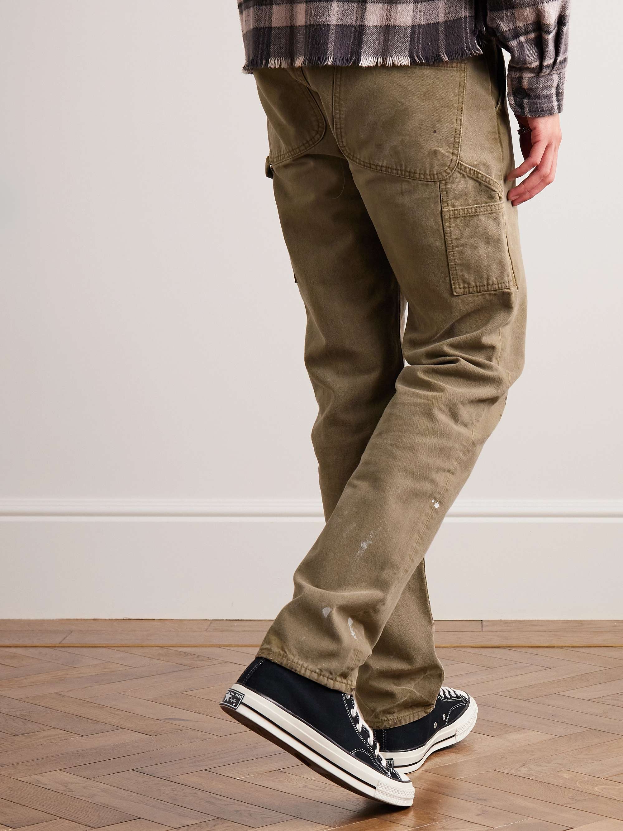 JOHN ELLIOTT Straight-Leg Paint-Splattered Cotton-Canvas Trousers