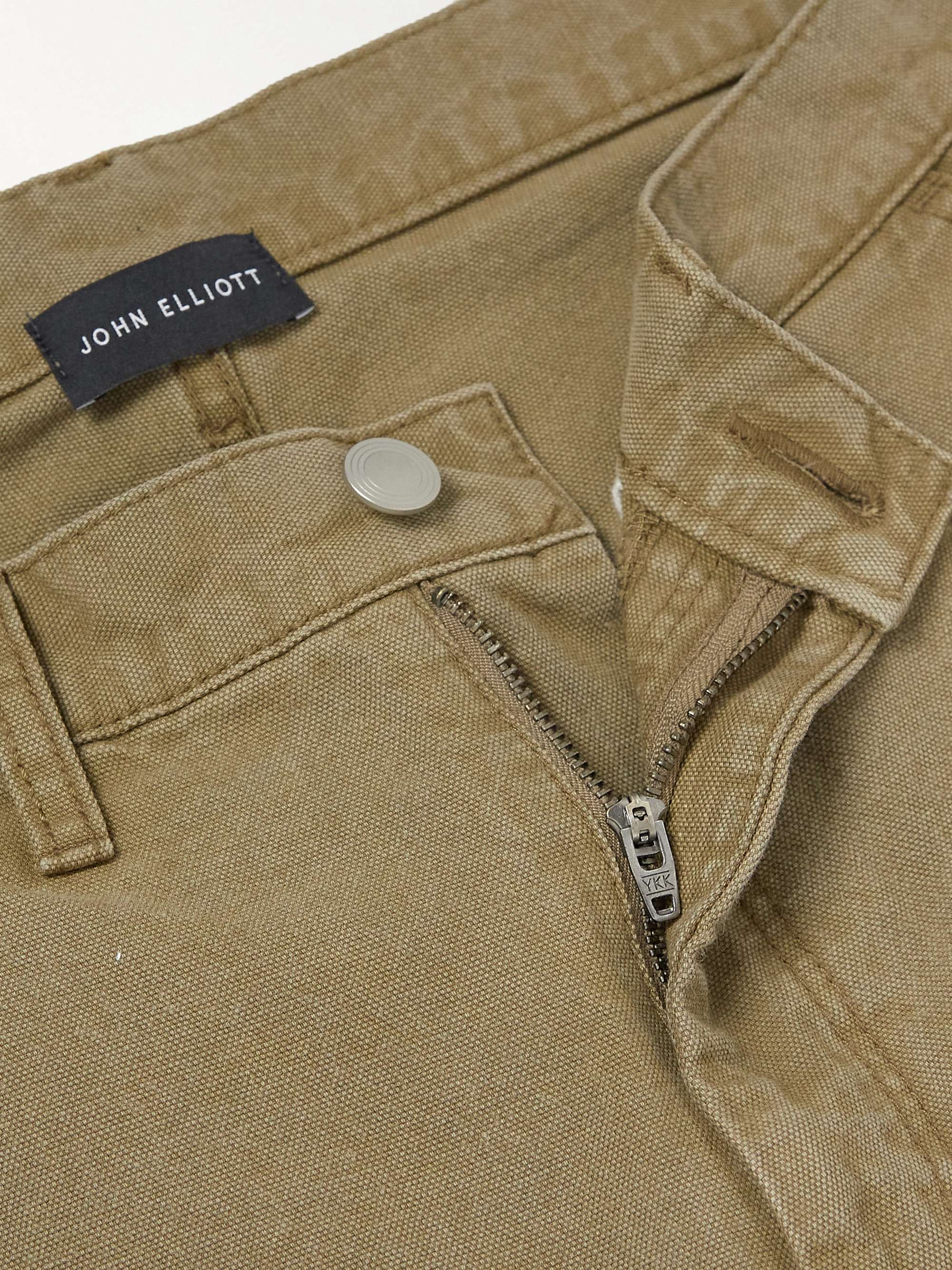 JOHN ELLIOTT Straight-Leg Paint-Splattered Cotton-Canvas Trousers