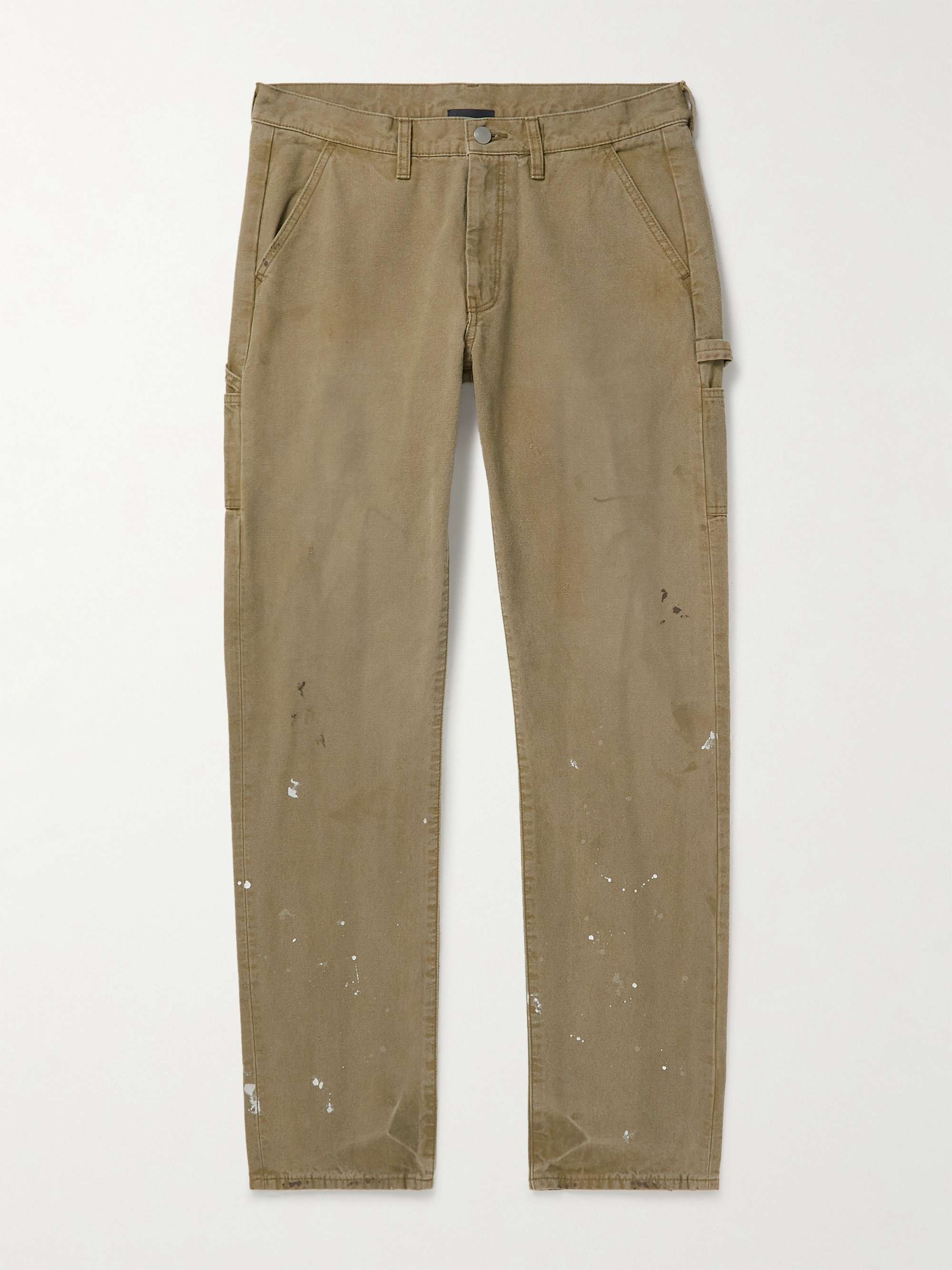 JOHN ELLIOTT Straight-Leg Paint-Splattered Cotton-Canvas Trousers for ...