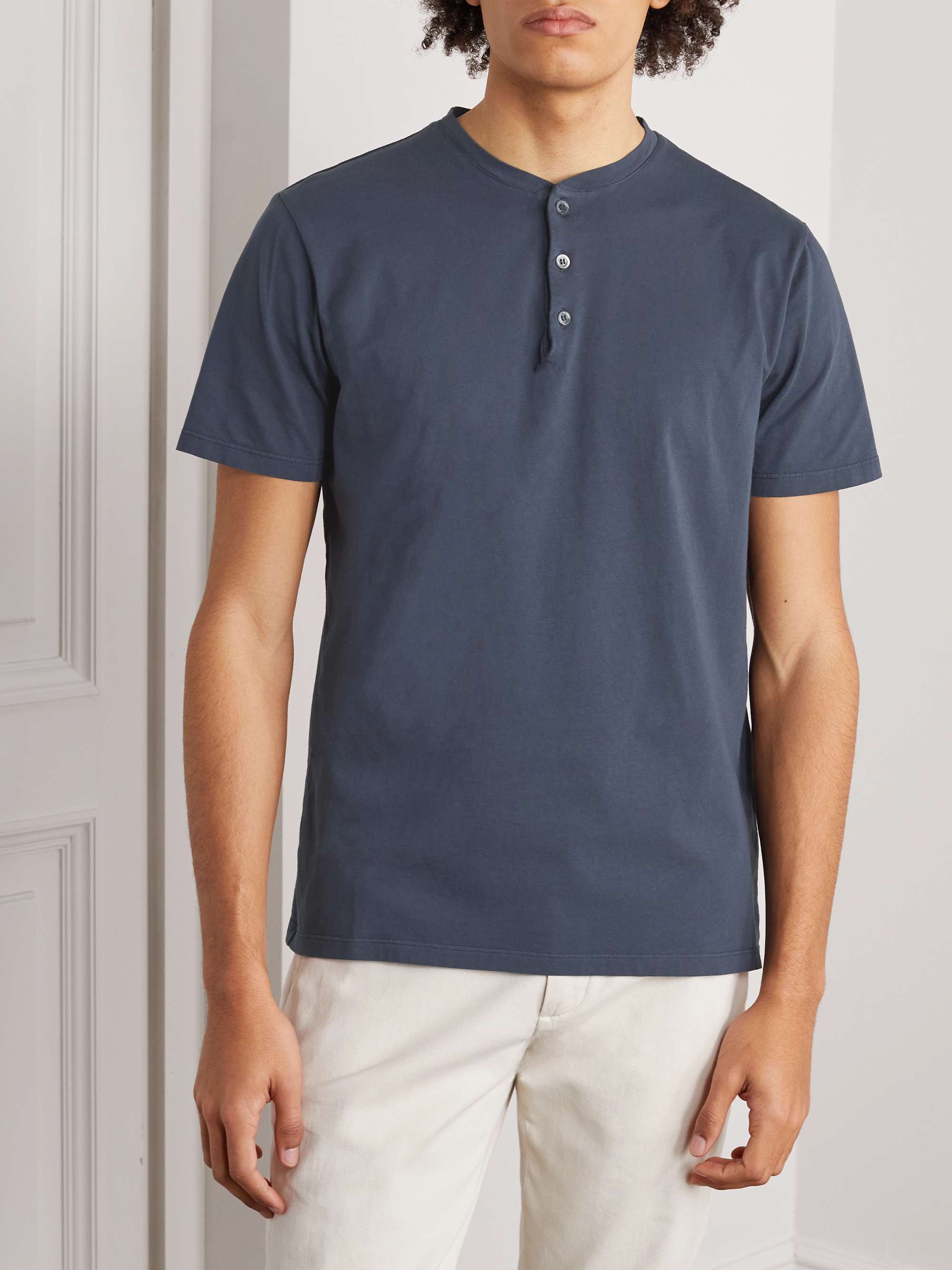 BARENA Cotton-Jersey Henley T-Shirt