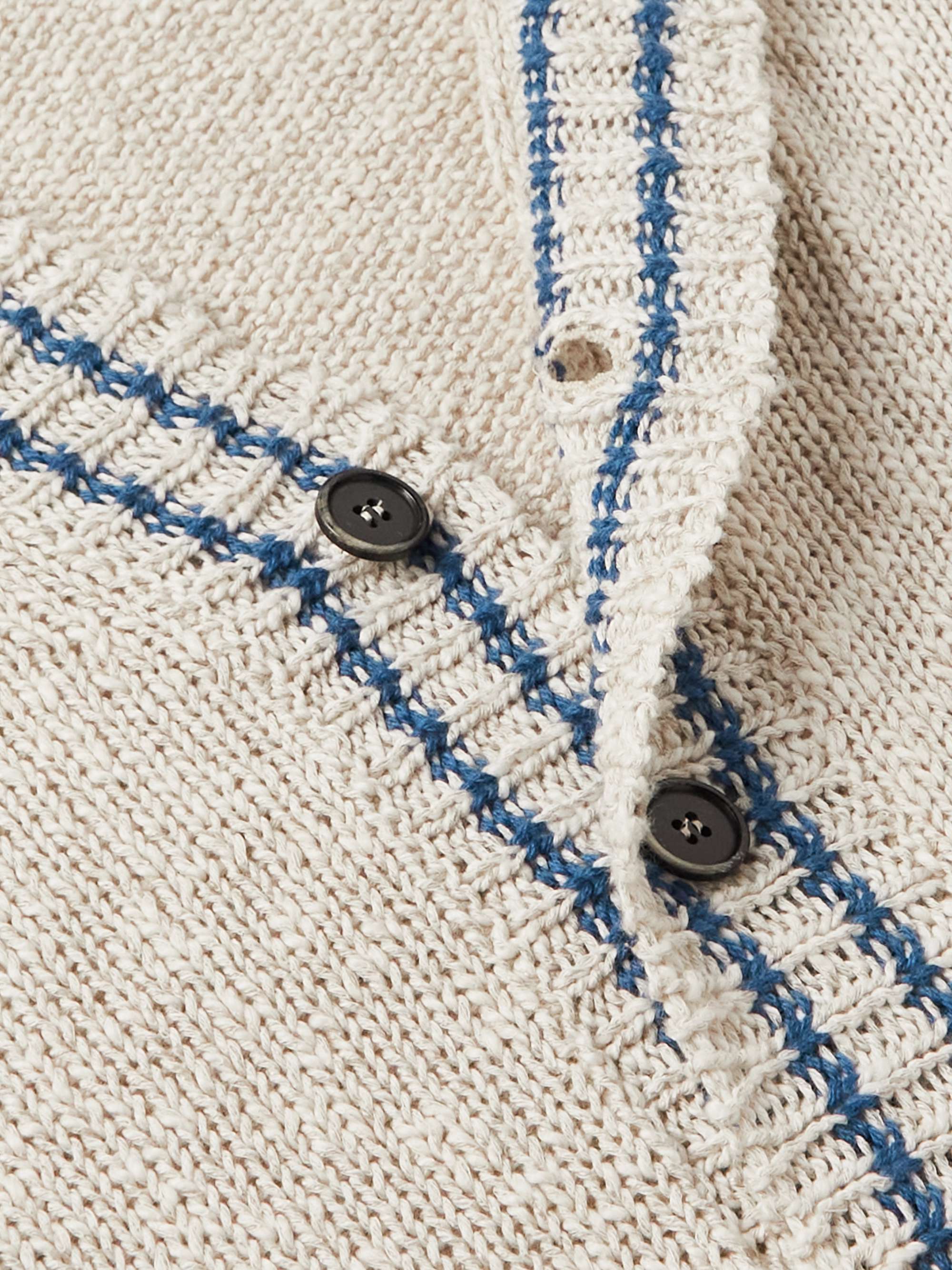 BARENA Tiemo Striped Cotton and Linen-Blend Cardigan
